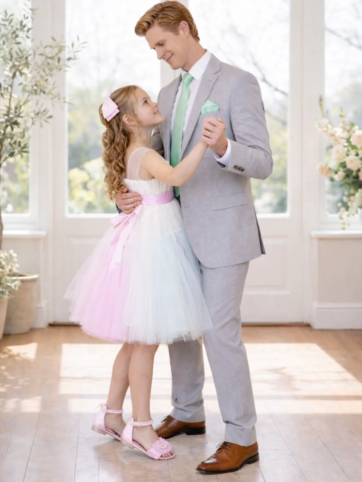Daddy Daughter Dance Mens Mint Tie & Handkerchief Set - Image 3