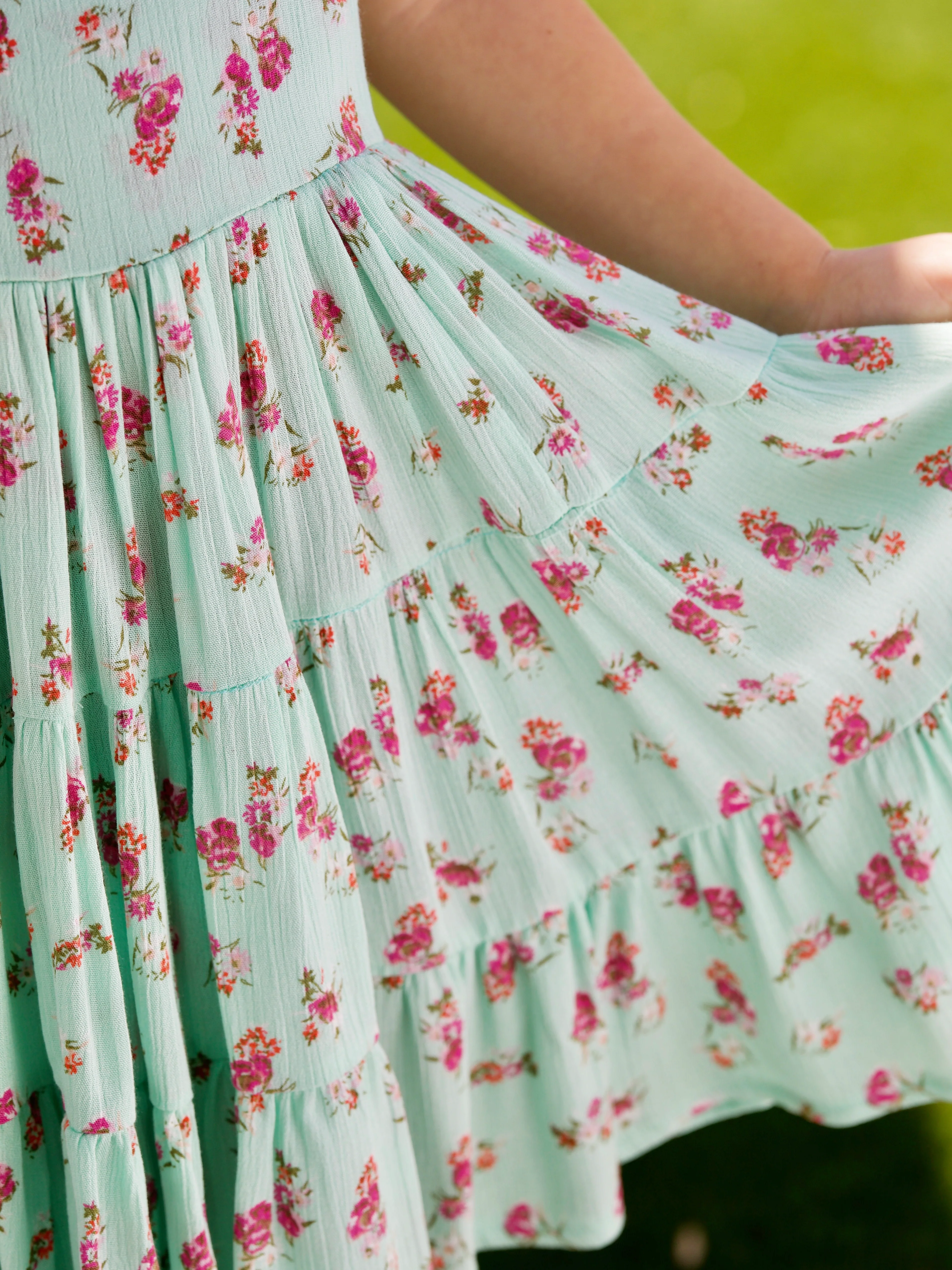 Boho Mint Floral Tiered Dress - Image 3