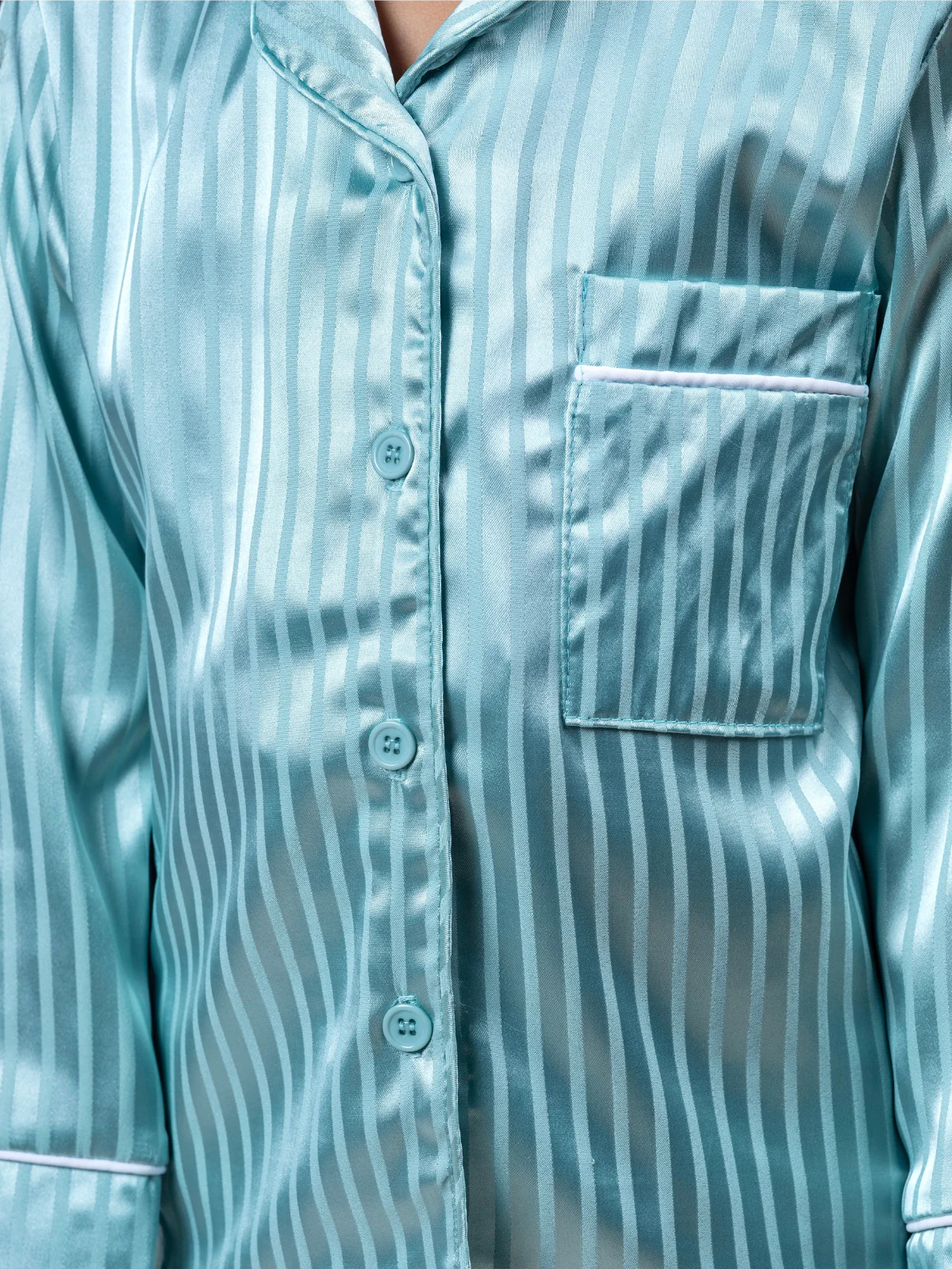 Mint to Dream Satin Stripe Pajama Set - Image 6