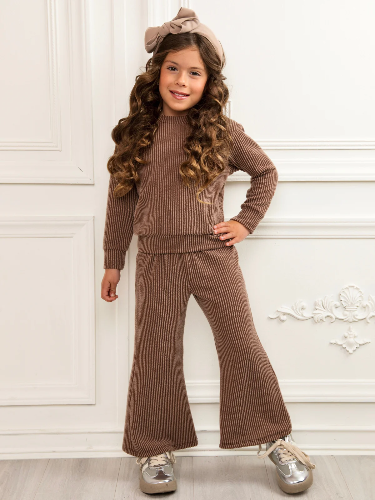 Mocha Mood Ribbed Two Piece Lounge Set - Image 2