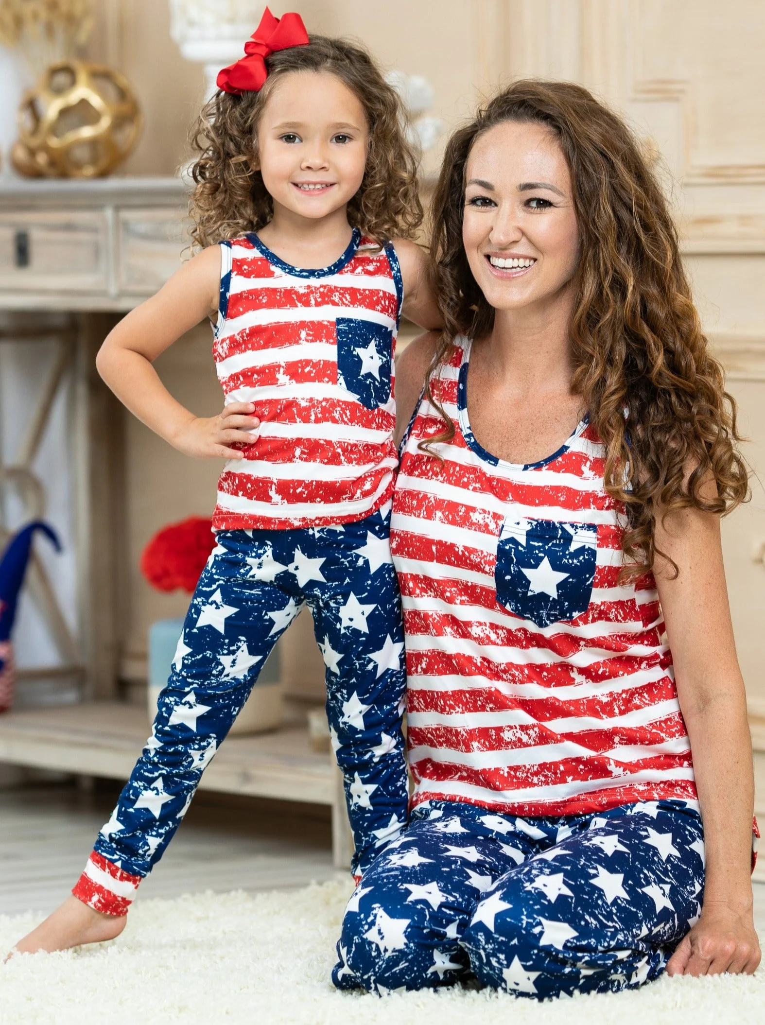 Mommy and Me Oh My Stars and Stripes Lounge Set - Image 2