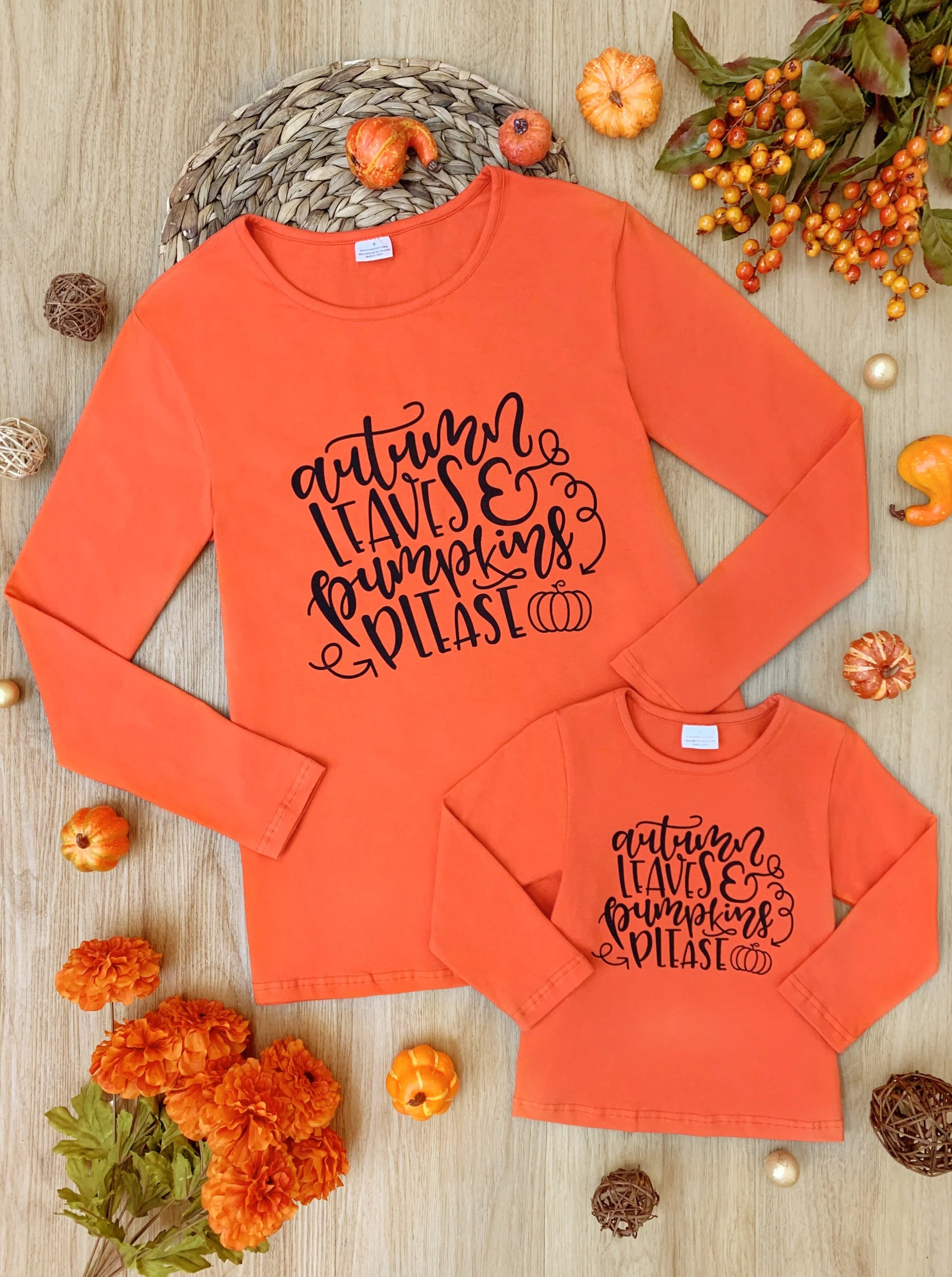Mommy and Me Autumn Leaves and Pumpkins Please Top - Image 3