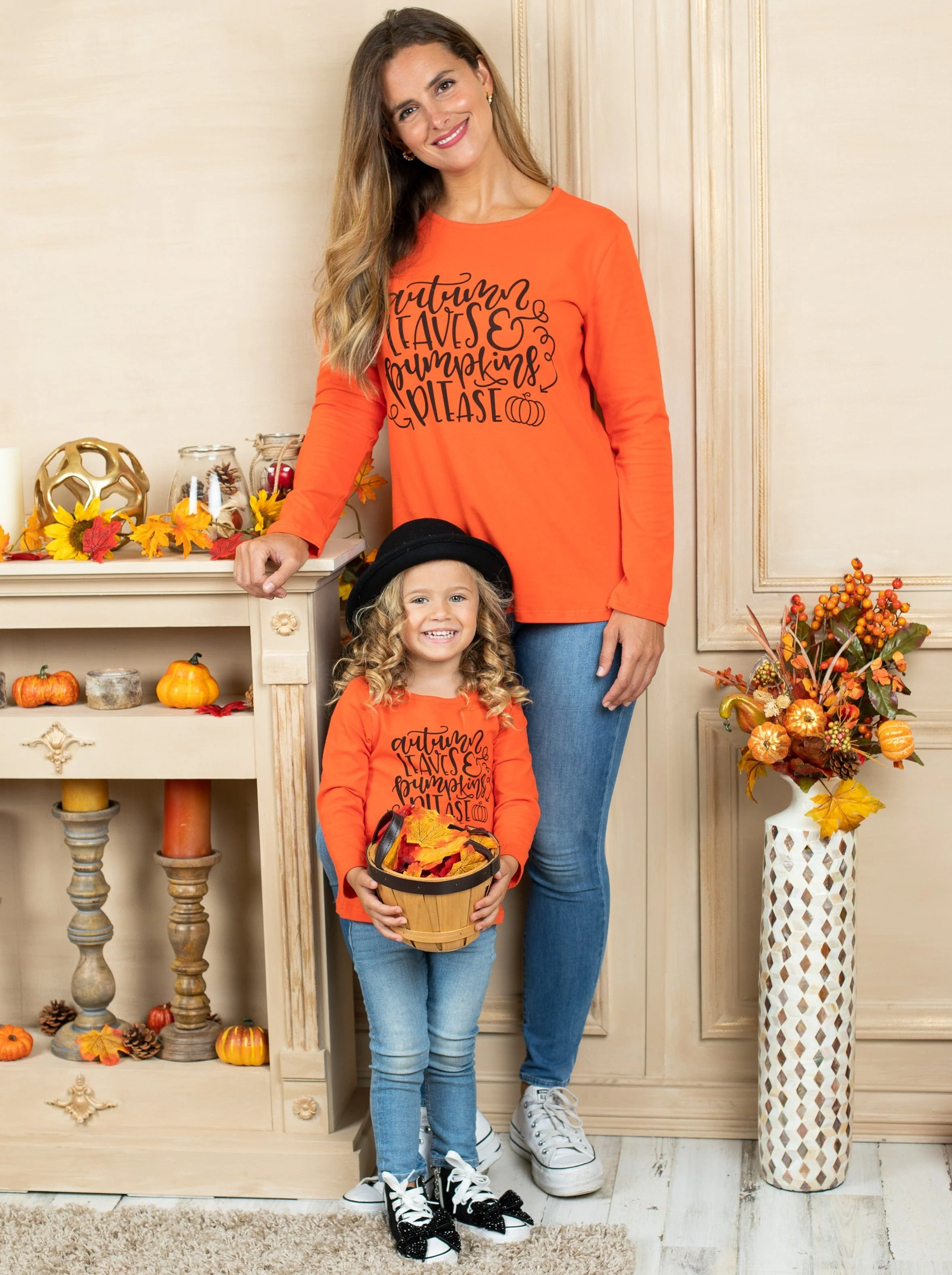 Mommy and Me Autumn Leaves and Pumpkins Please Top - Image 4