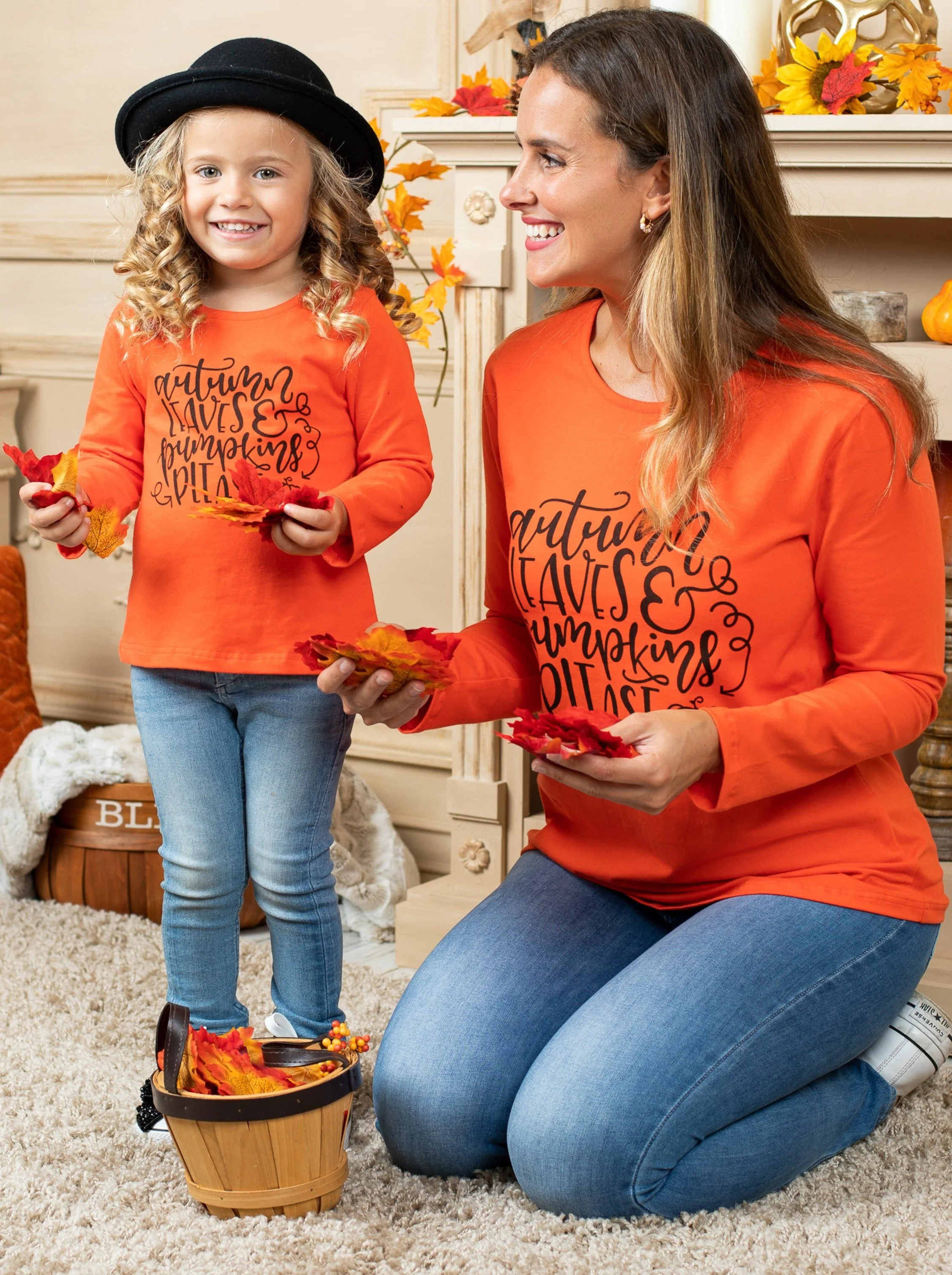 Mommy and Me Autumn Leaves and Pumpkins Please Top - Image 5