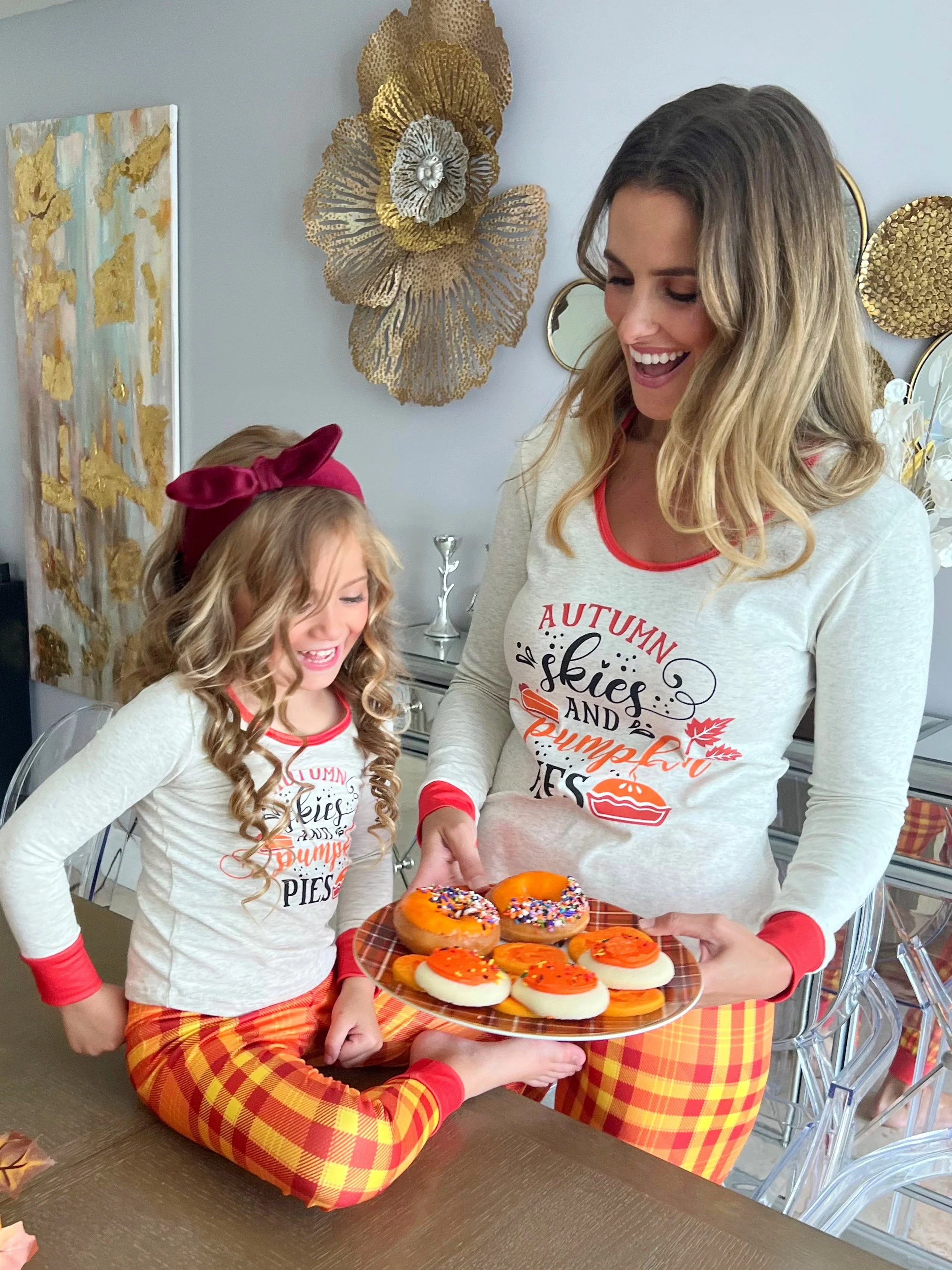 Mommy and Me Autumn Skies and Pumpkin Pies Pajama Set - Image 2