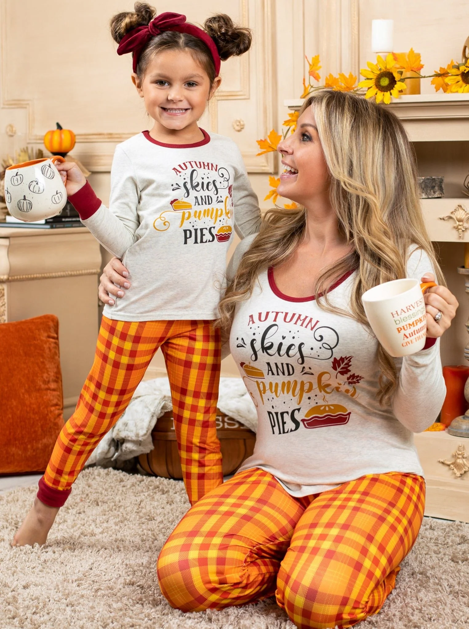 Mommy and Me Autumn Skies and Pumpkin Pies Pajama Set - Image 3
