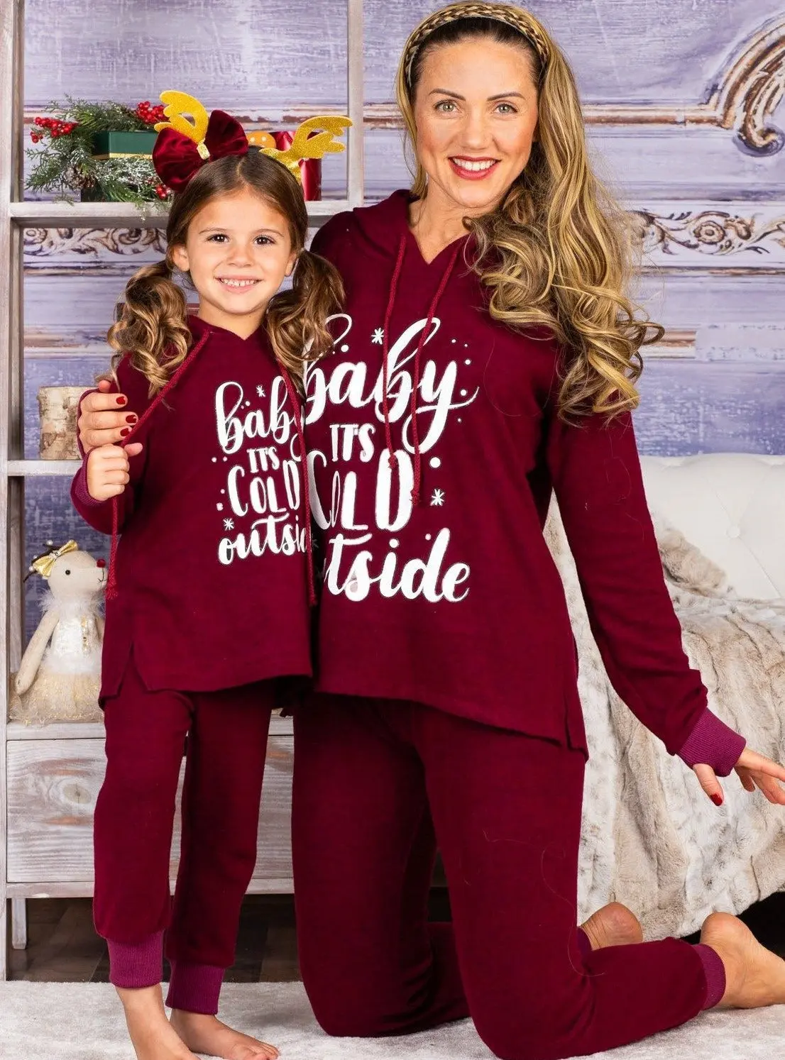 Mommy and Me Baby It's Cold Outside Loungewear Set - Image 4
