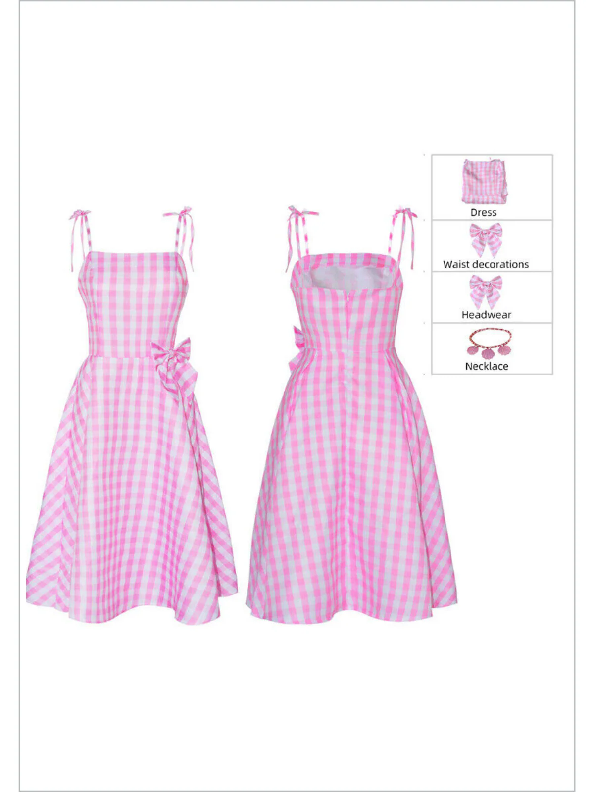 Mommy and Me Barbiecore Gingham Costume Dress with Necklace - Image 17