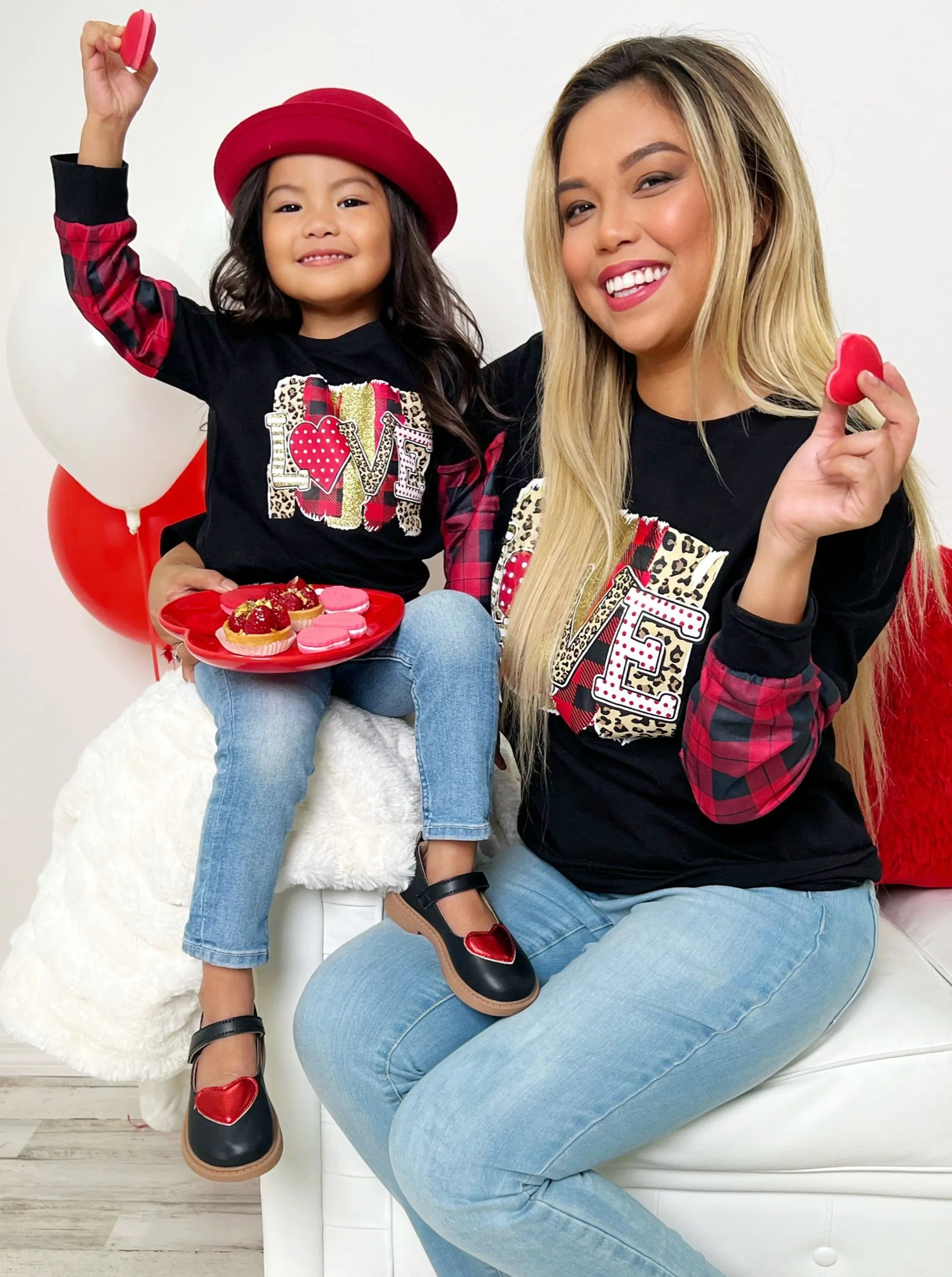 Mommy and Me Love You Lots Mixed Print Top - Image 2