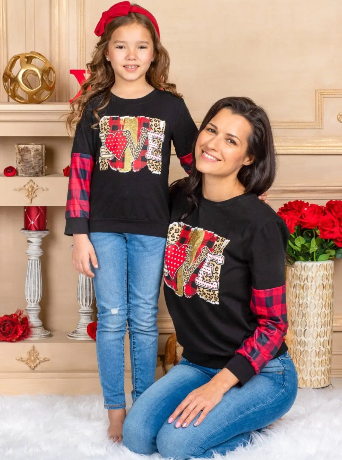 Mommy and Me Love You Lots Mixed Print Top - Image 5