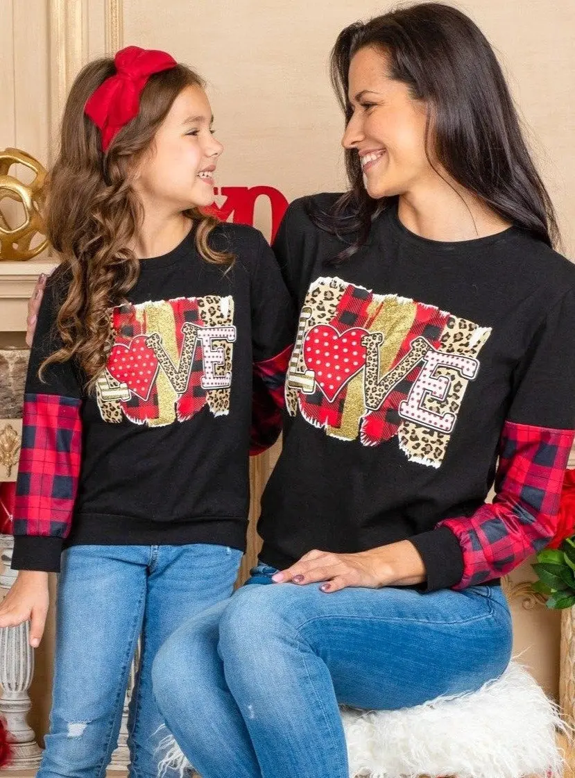Mommy and Me Love You Lots Mixed Print Top - Image 6
