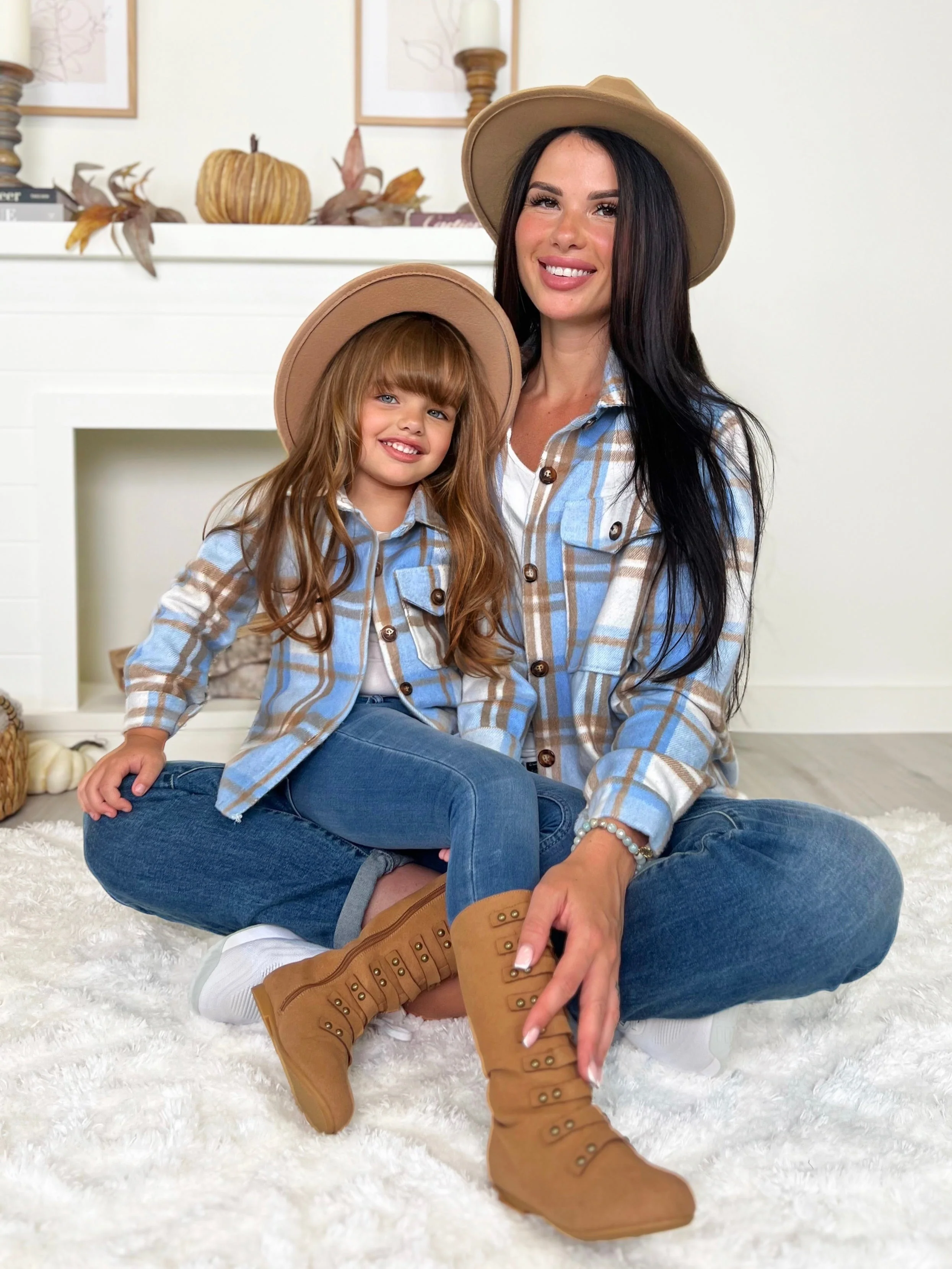 Mommy and Me Light Blue Plaid Shacket - Image 3