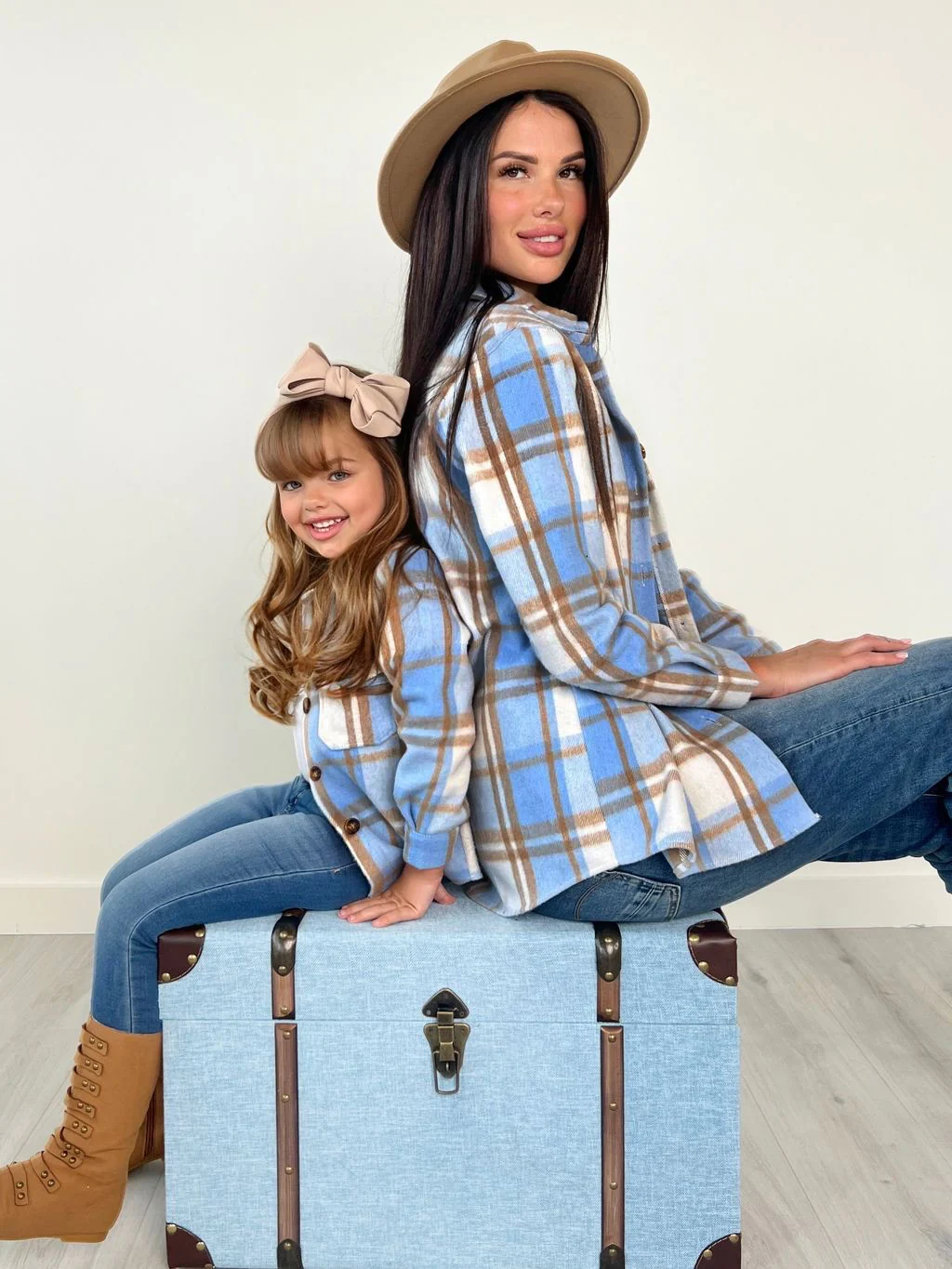 Mommy and Me Light Blue Plaid Shacket - Image 4