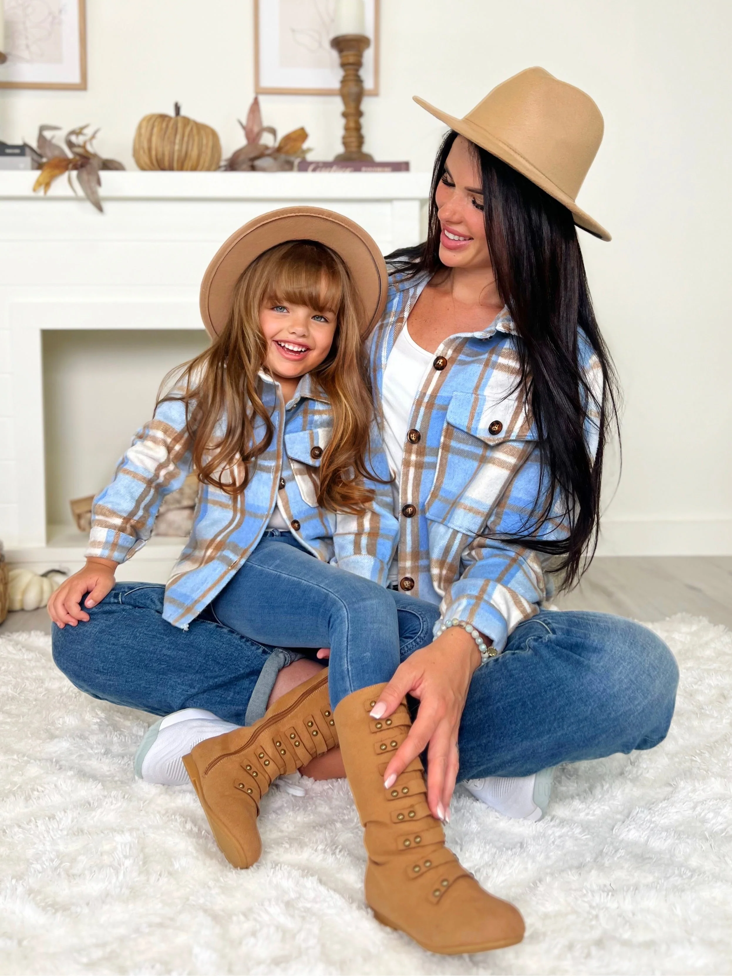 Mommy and Me Light Blue Plaid Shacket - Image 5