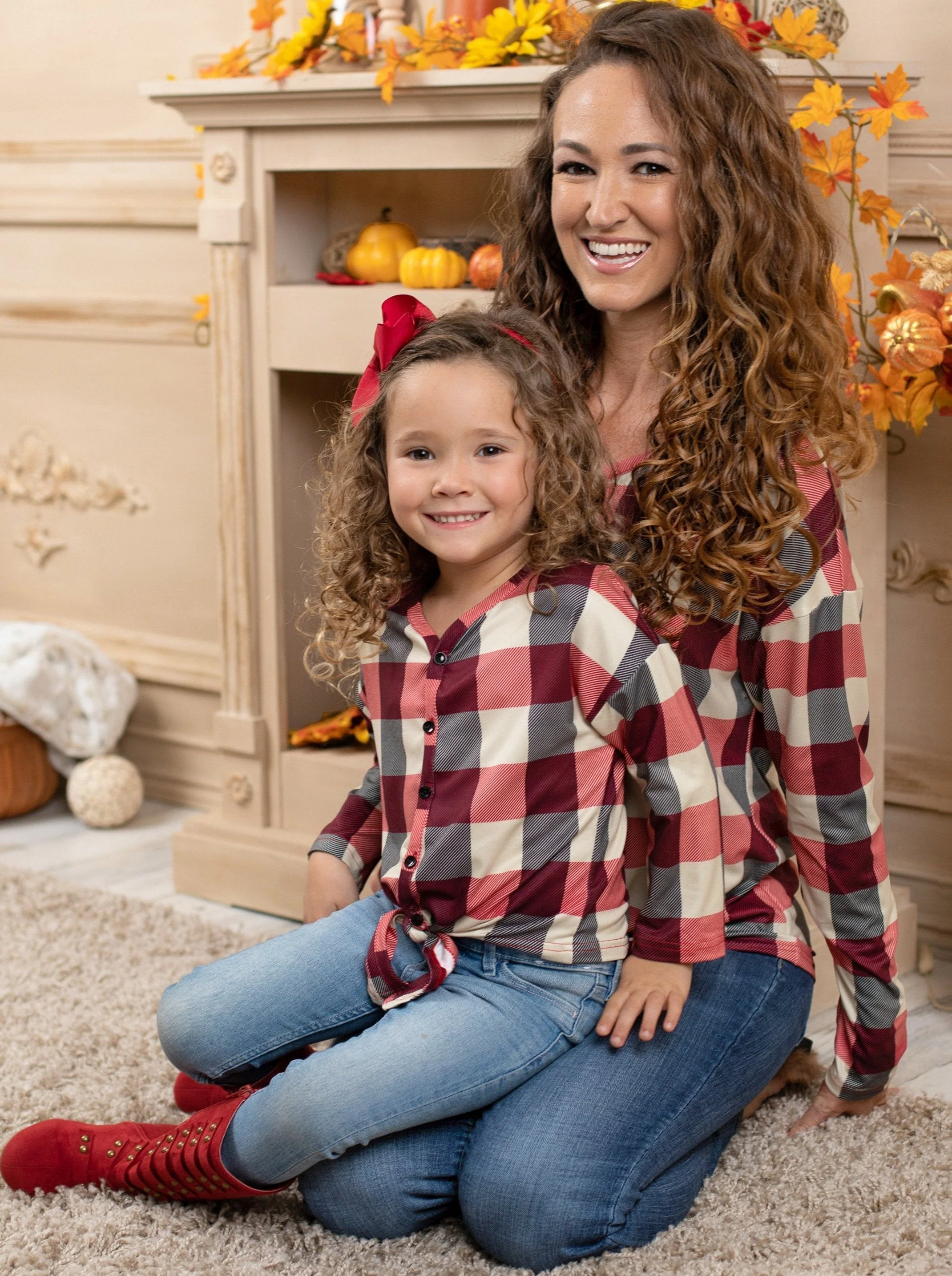Mommy and Me Glad In Plaid Knot Hem Top - Image 4