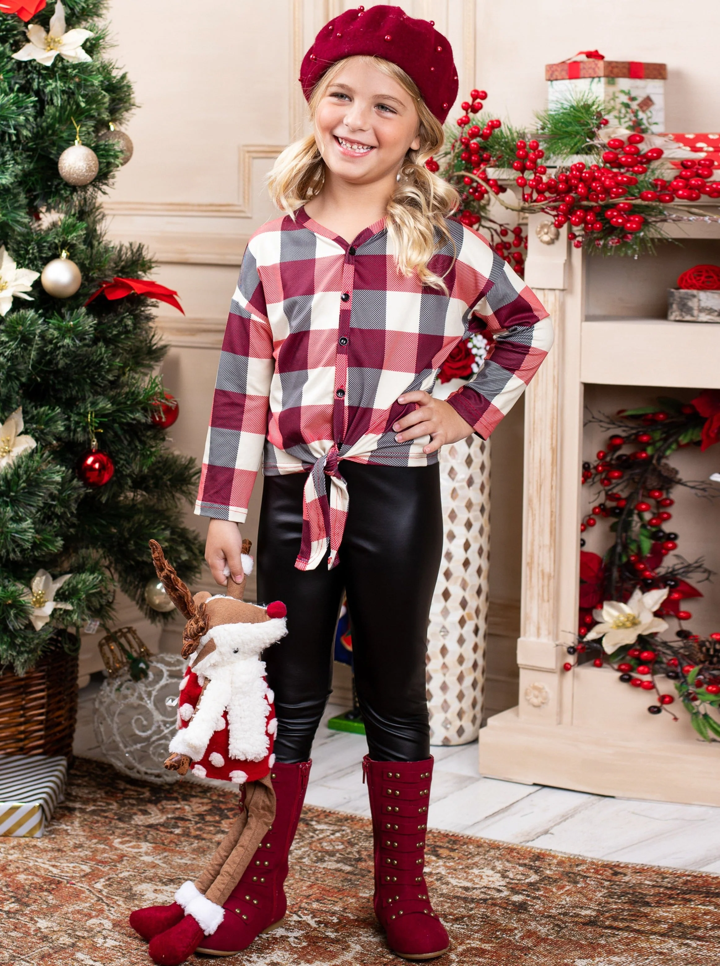 Mommy and Me Glad In Plaid Knot Hem Top - Image 6
