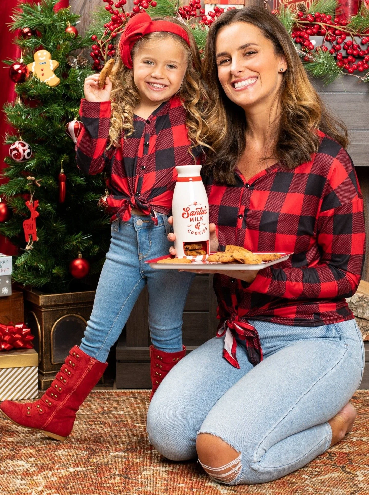 Mommy and Me Glad In Plaid Knot Hem Top - Image 2
