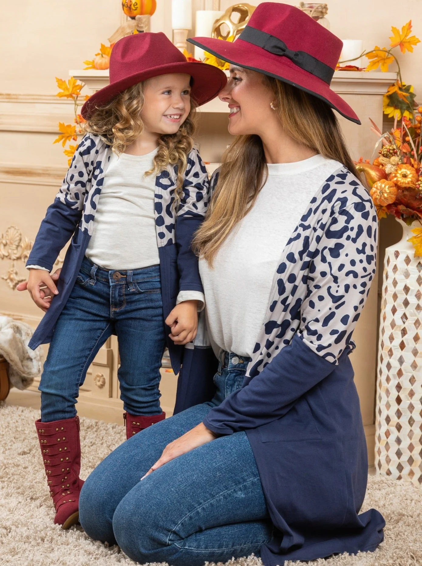 Mommy and Me Oversized Leopard Colorblock Cardigans - Image 2