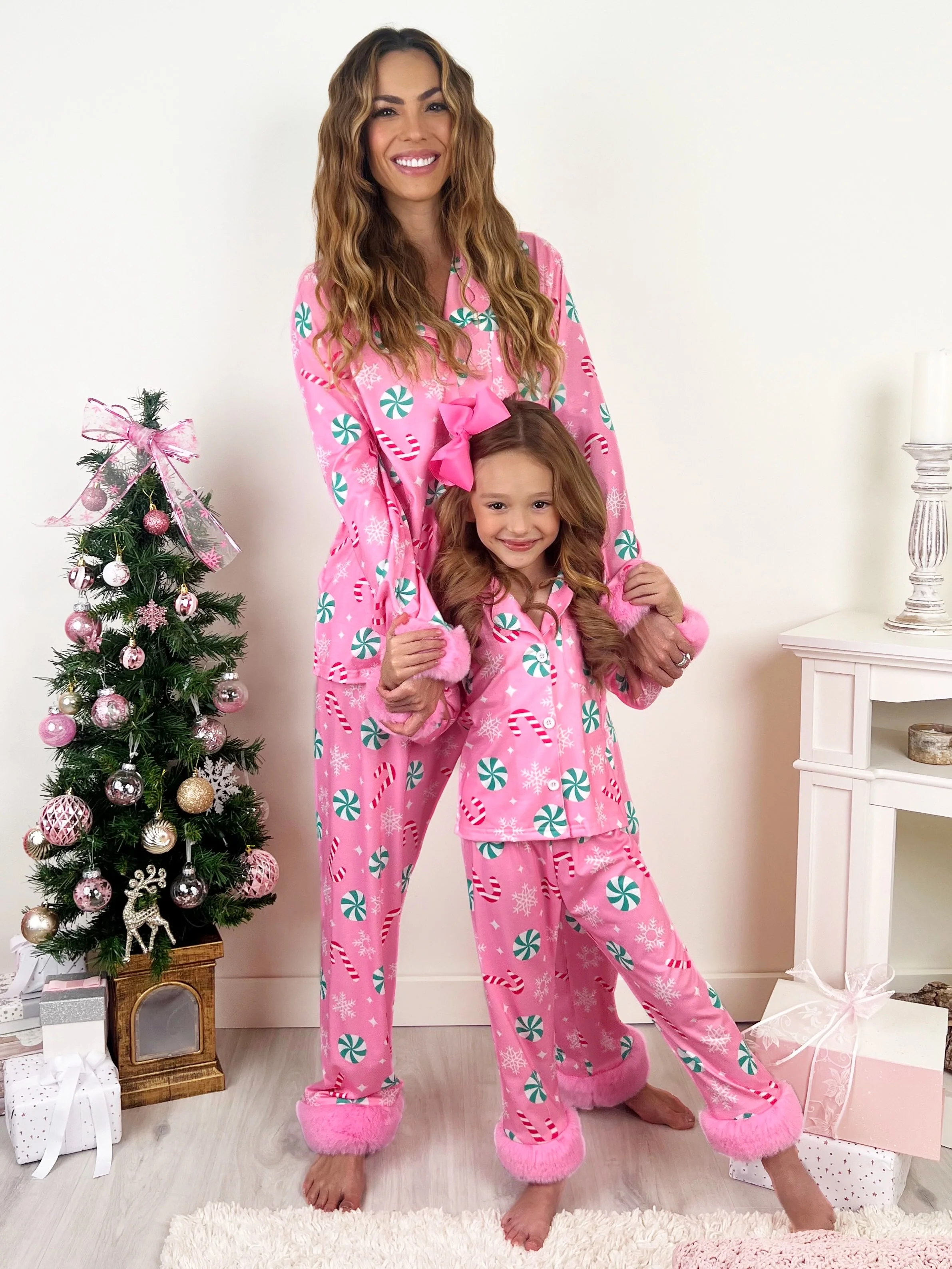 Mommy and Me Peppermint Candy Dream Furry Pajama Set - Image 6