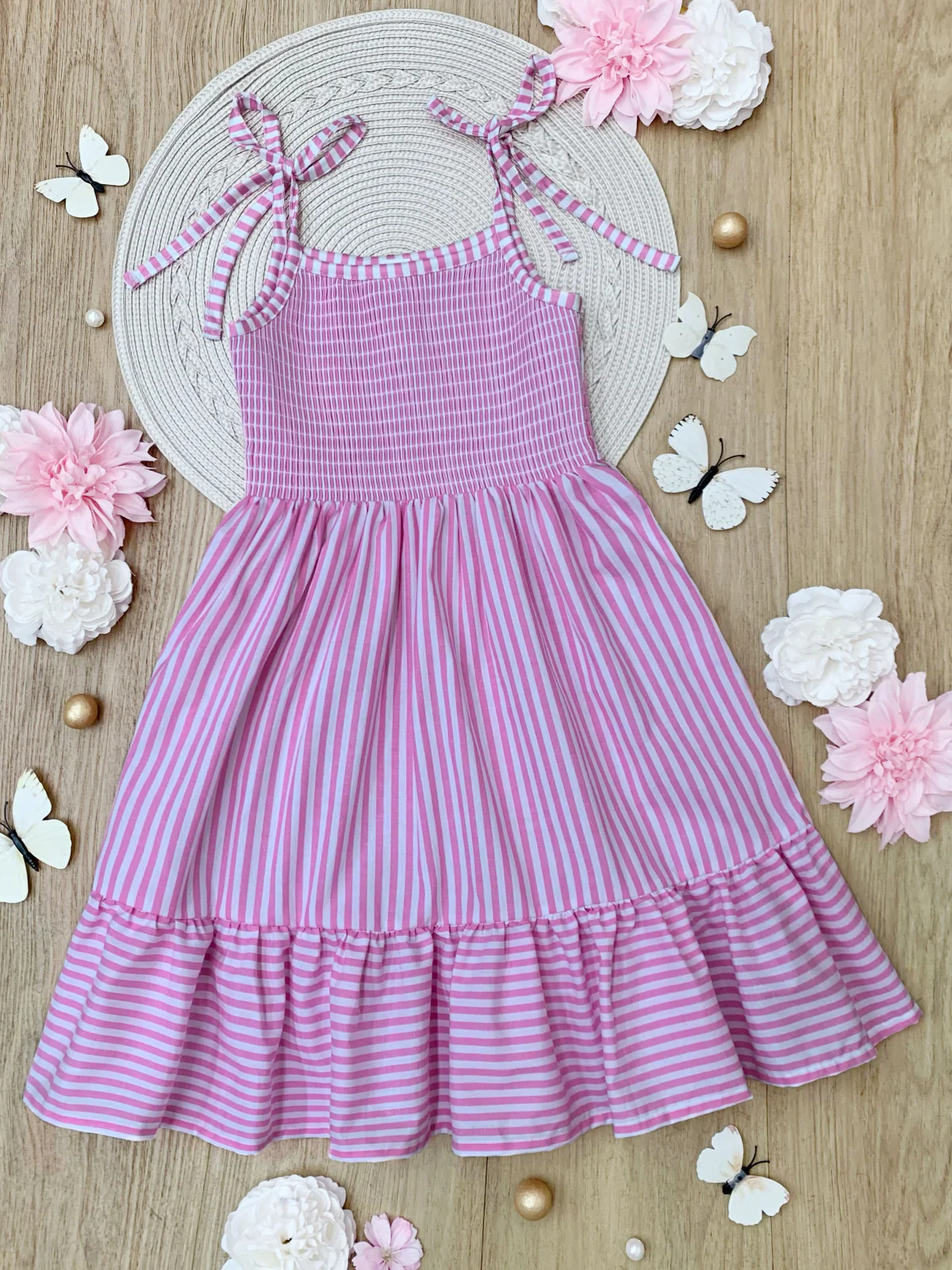 Mommy and Me Candy Stripe Smocked Midi Dress - Image 3