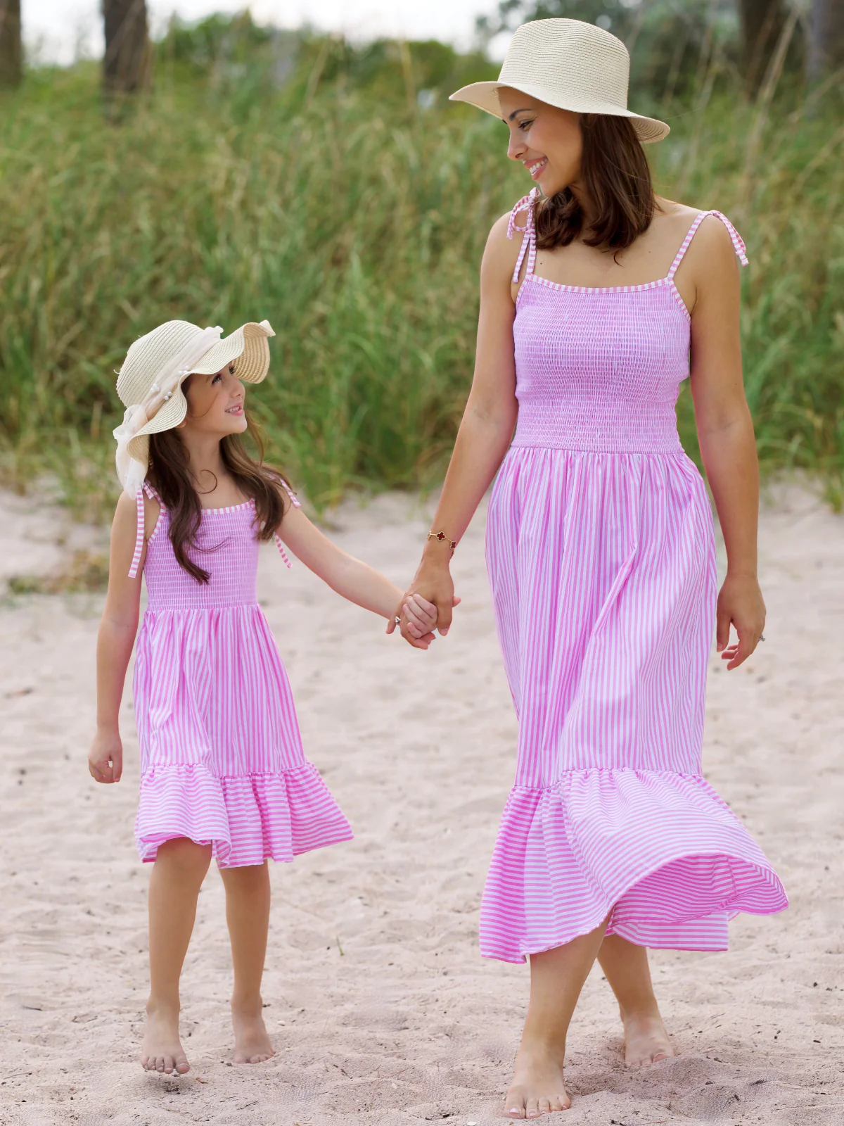 Mommy and Me Candy Stripe Smocked Midi Dress - Image 5
