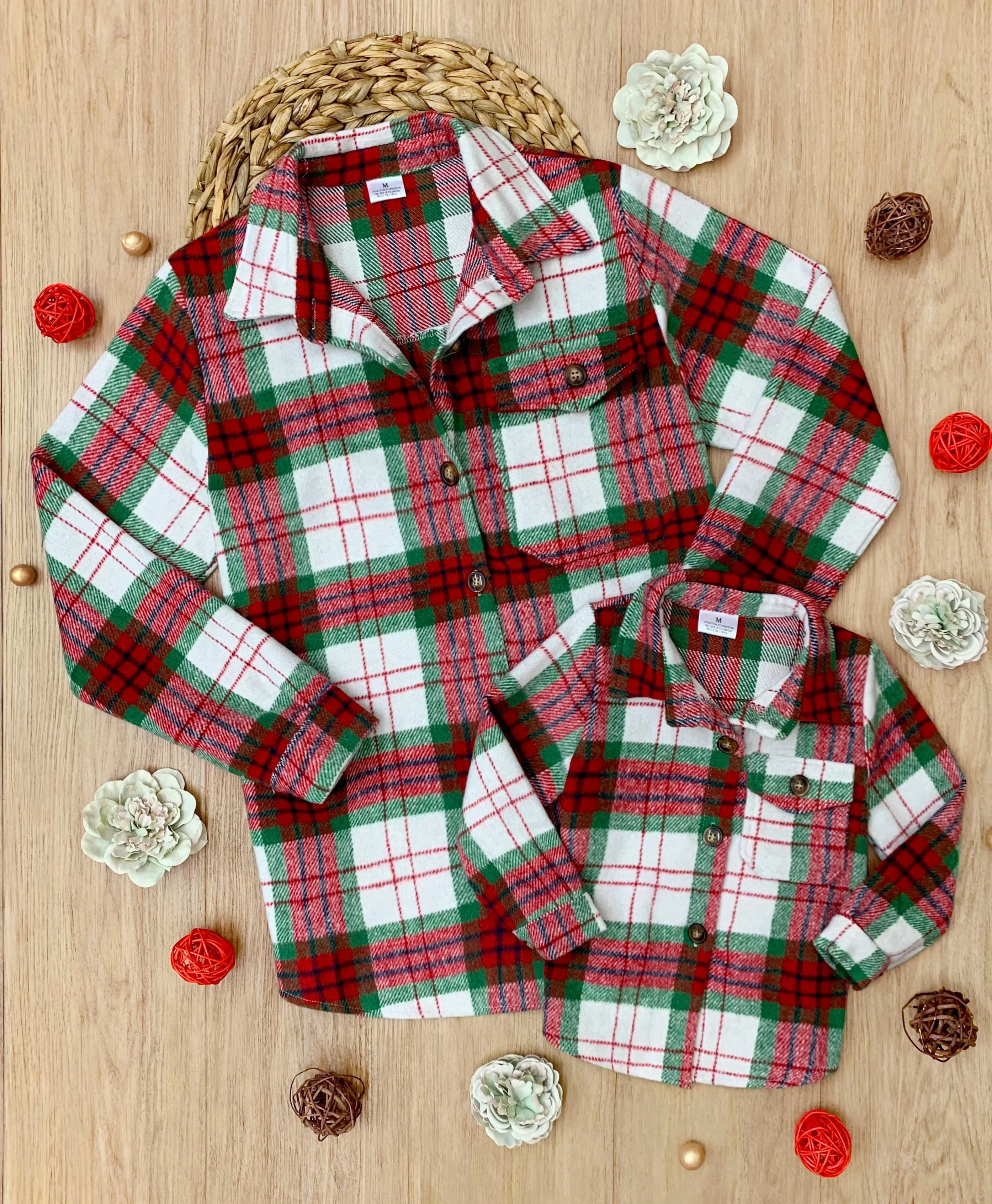Mommy and Me Festive Plaid Flannel Shacket - Image 4