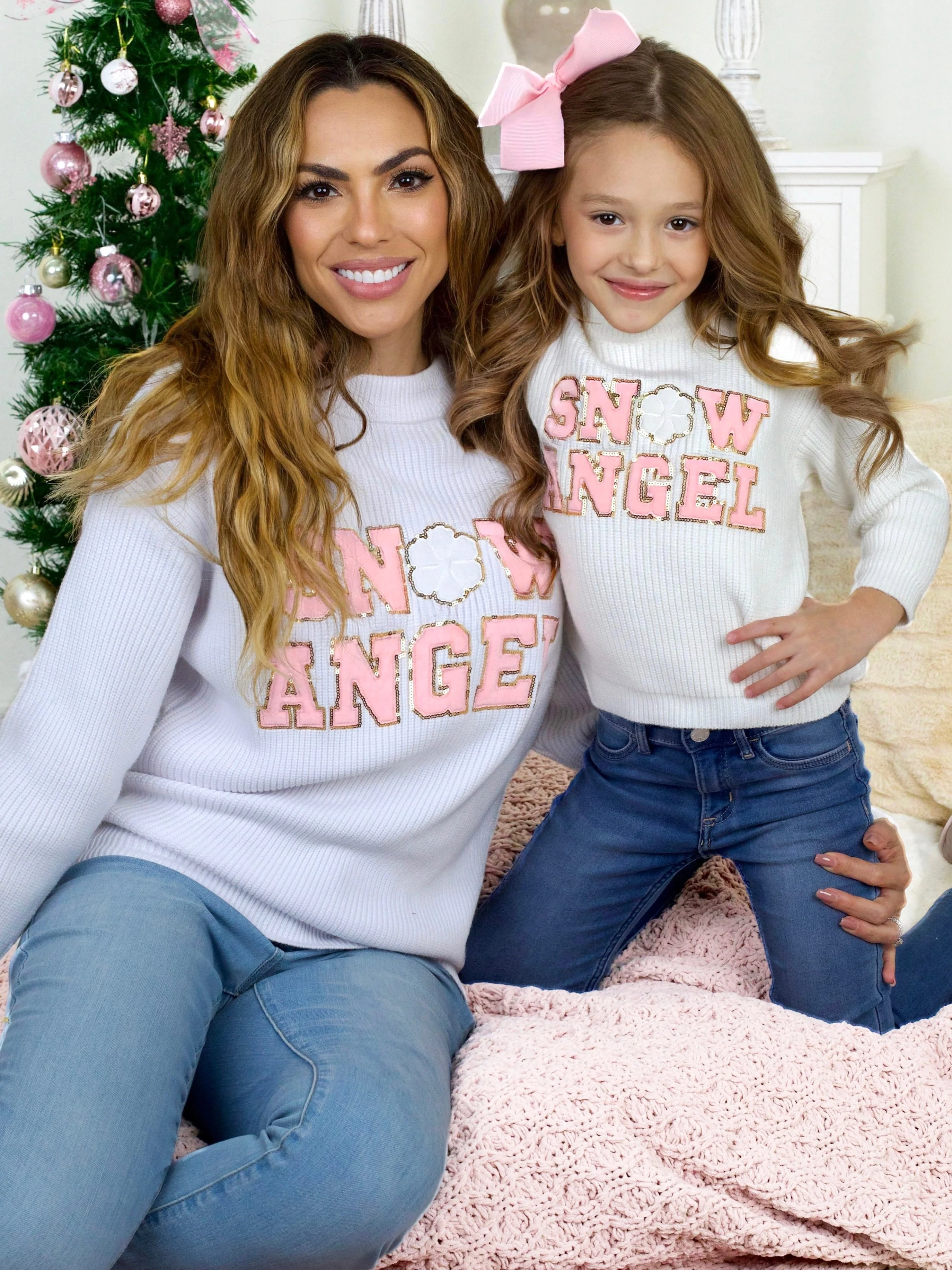 Mommy and Me Cozy Snow Angel Christmas Sweater - Image 2