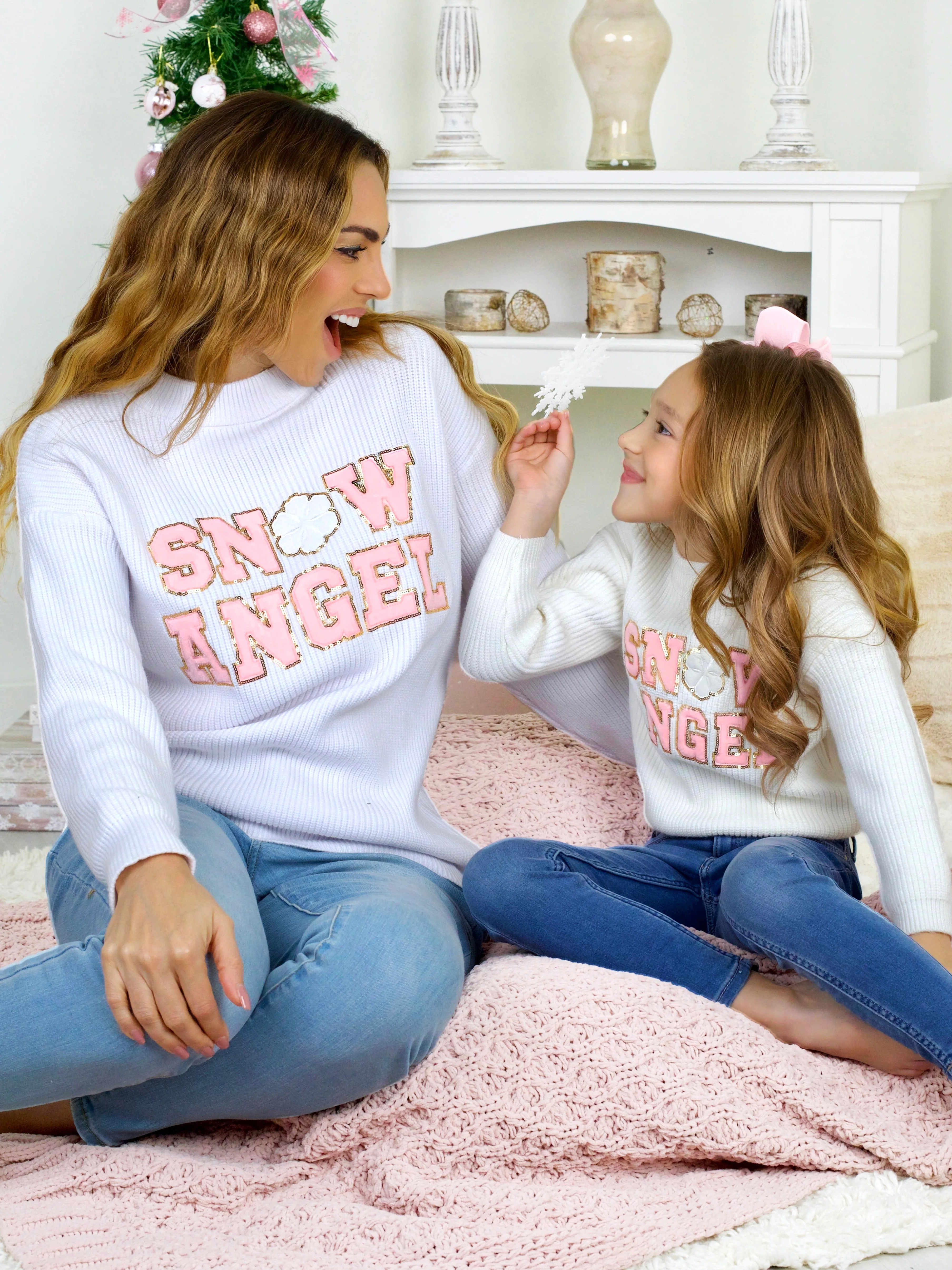 Mommy and Me Cozy Snow Angel Christmas Sweater - Image 3
