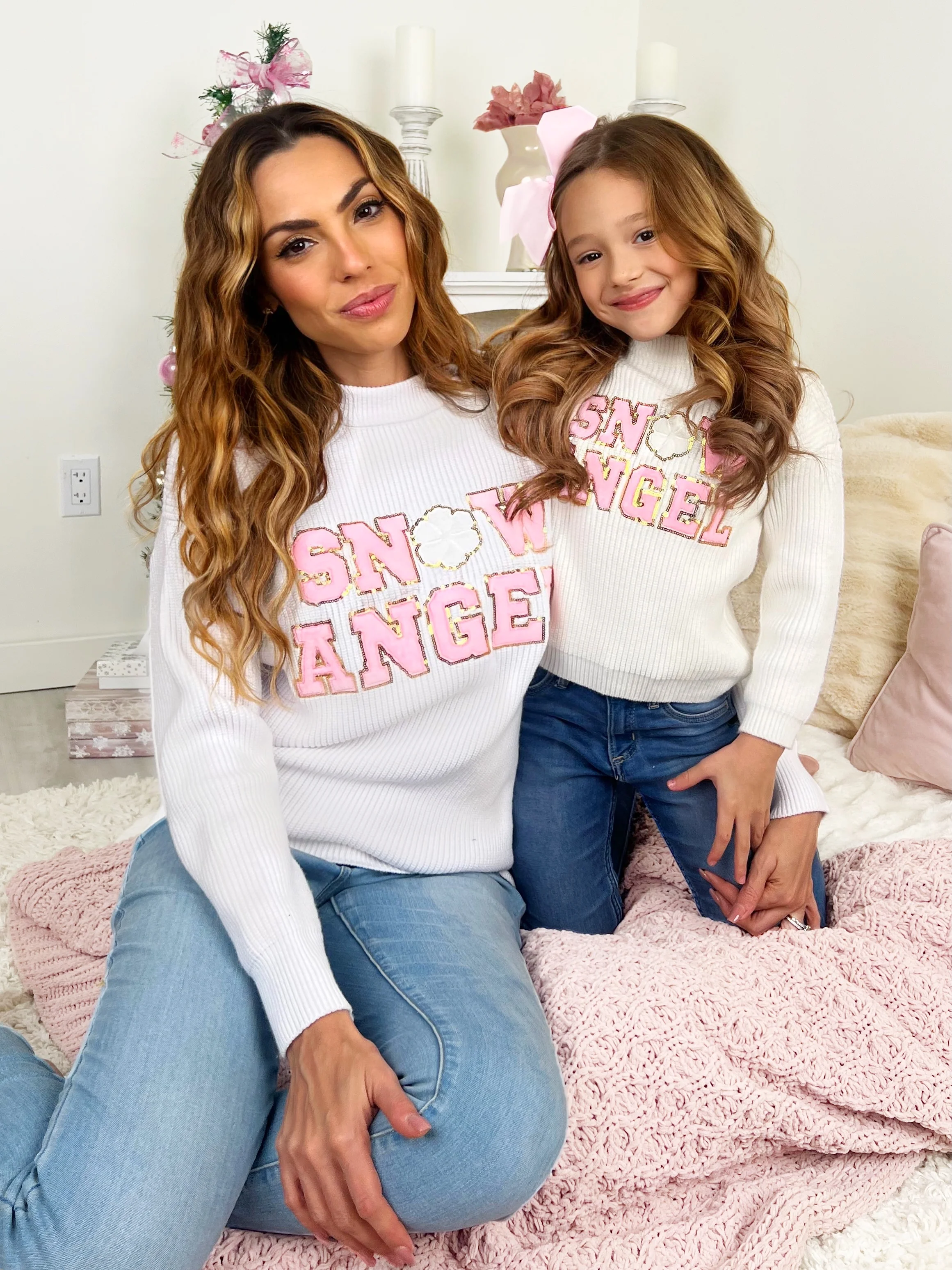Mommy and Me Cozy Snow Angel Christmas Sweater - Image 4