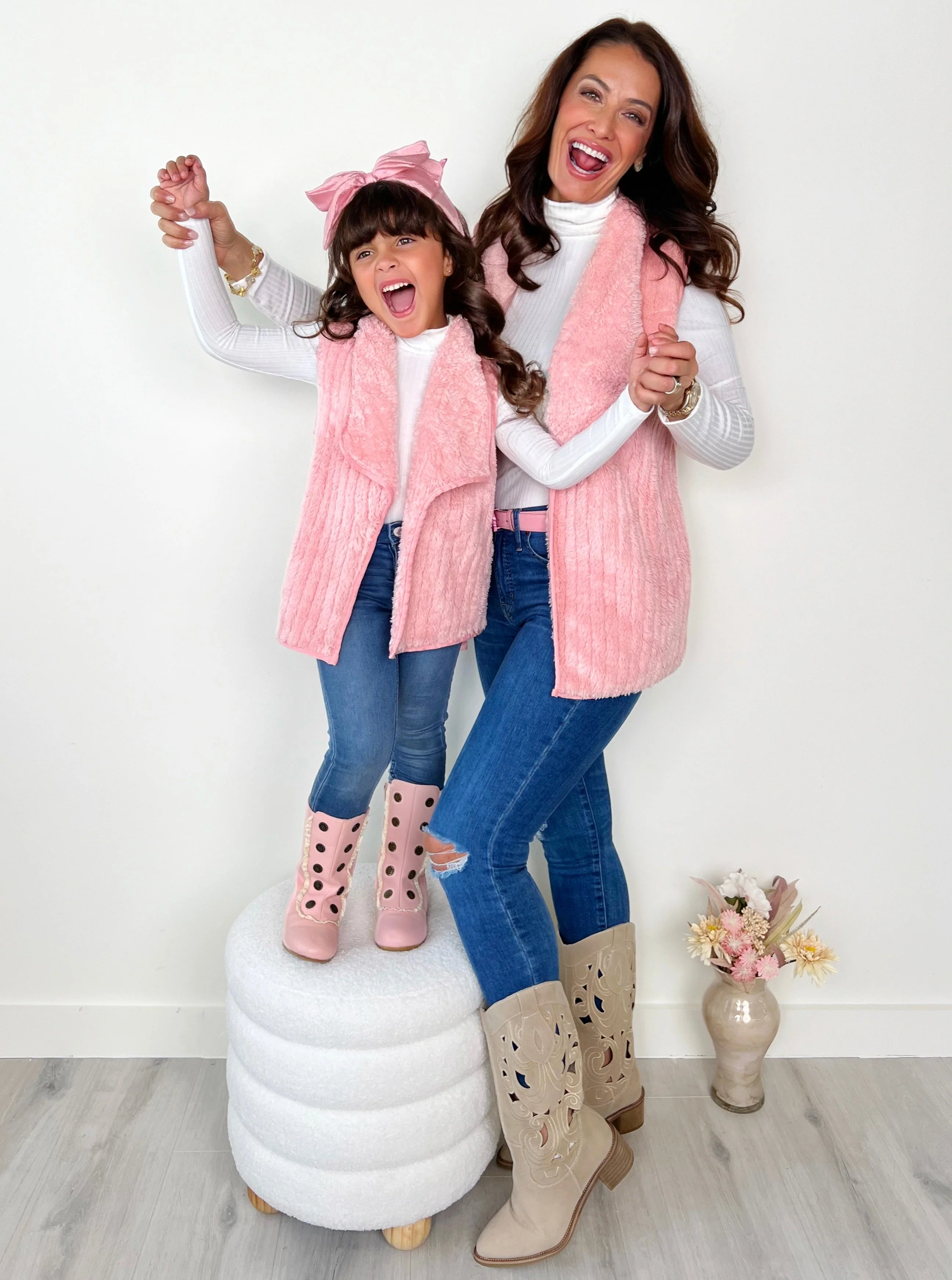 Mommy and Me Blush Cozy Faux Fur Vest - Image 2