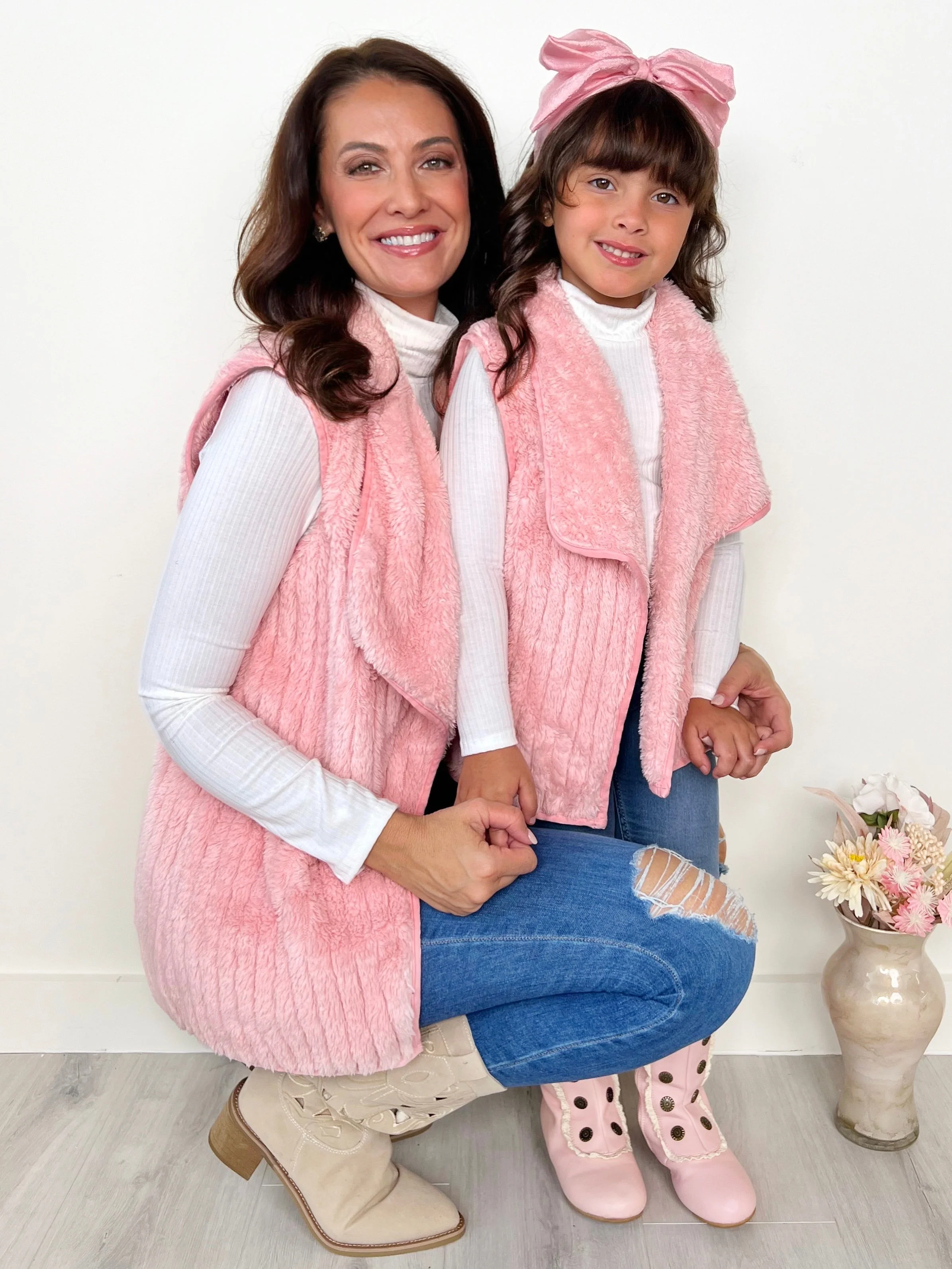 Mommy and Me Blush Cozy Faux Fur Vest - Image 3