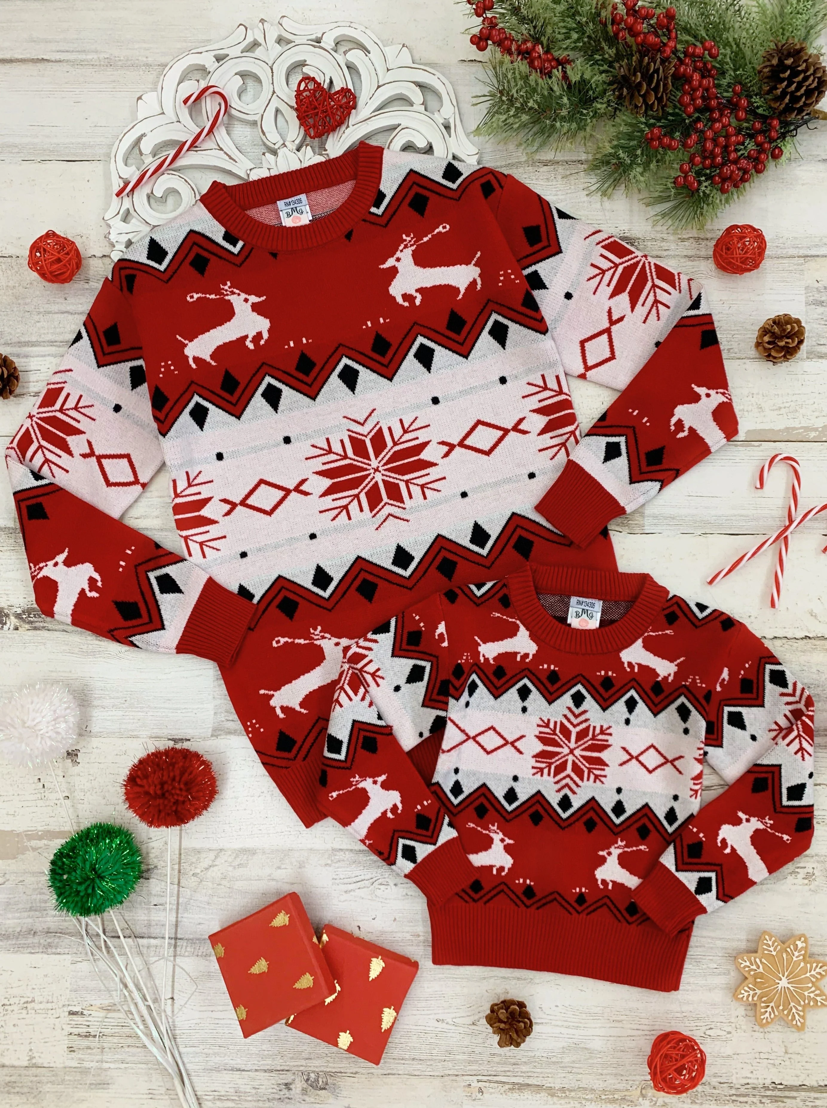 Mommy and Me Cutest Reindeer Knit Sweater - Image 3