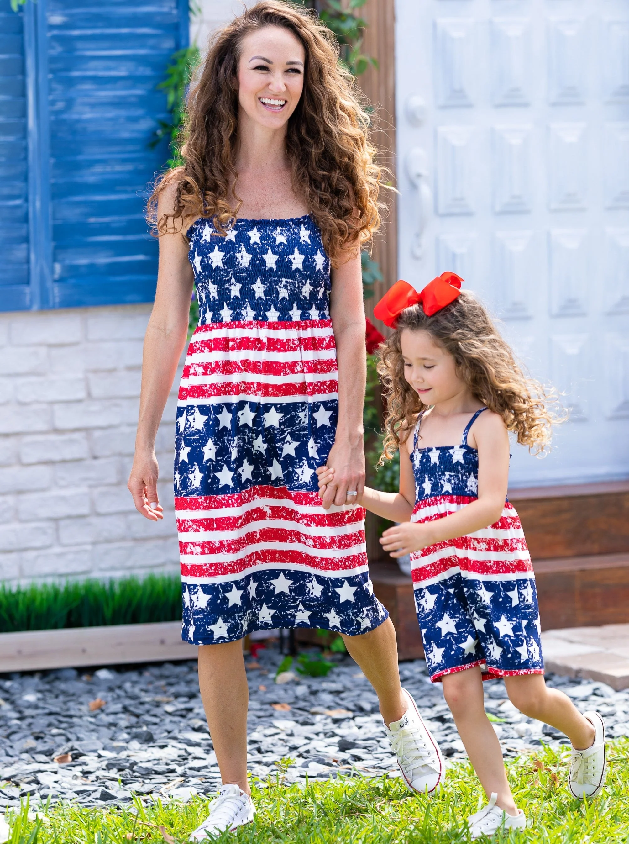 Mommy and Me Oh My Stars and Stripes Smocked Sundress - Image 2