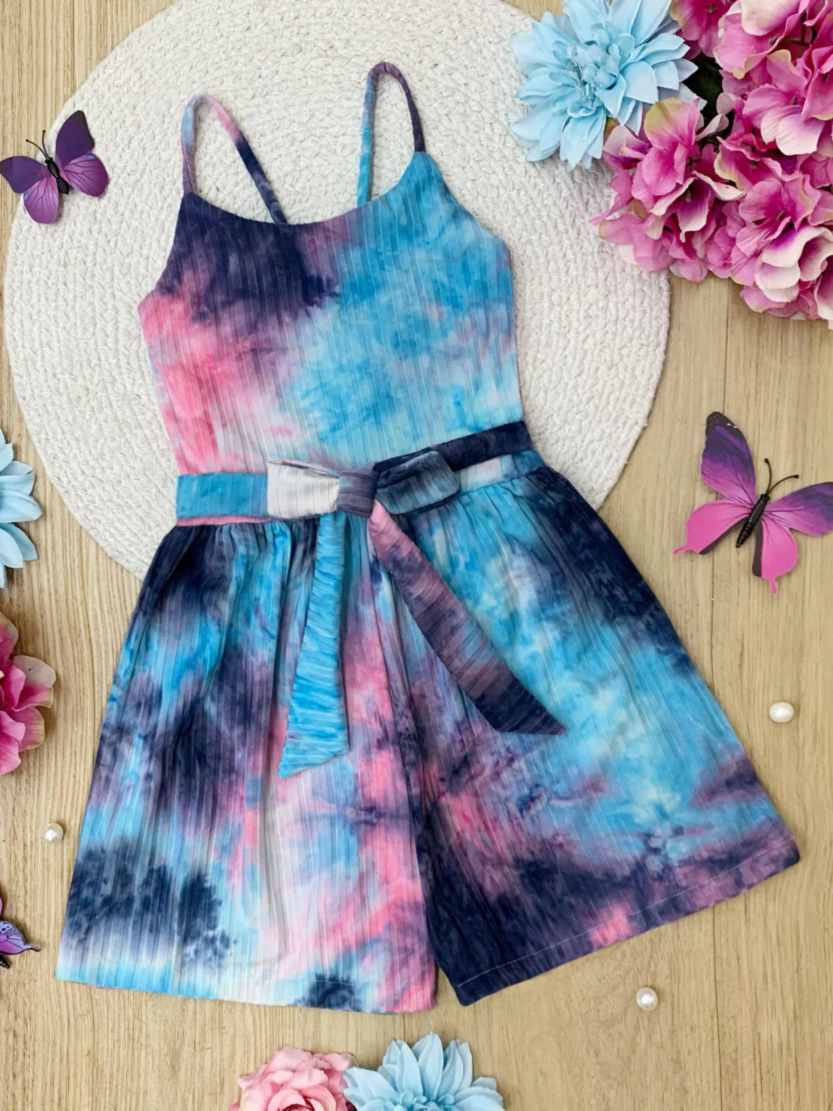 Mommy and Me Dreamy Tie-Dye Belted Romper - Image 5