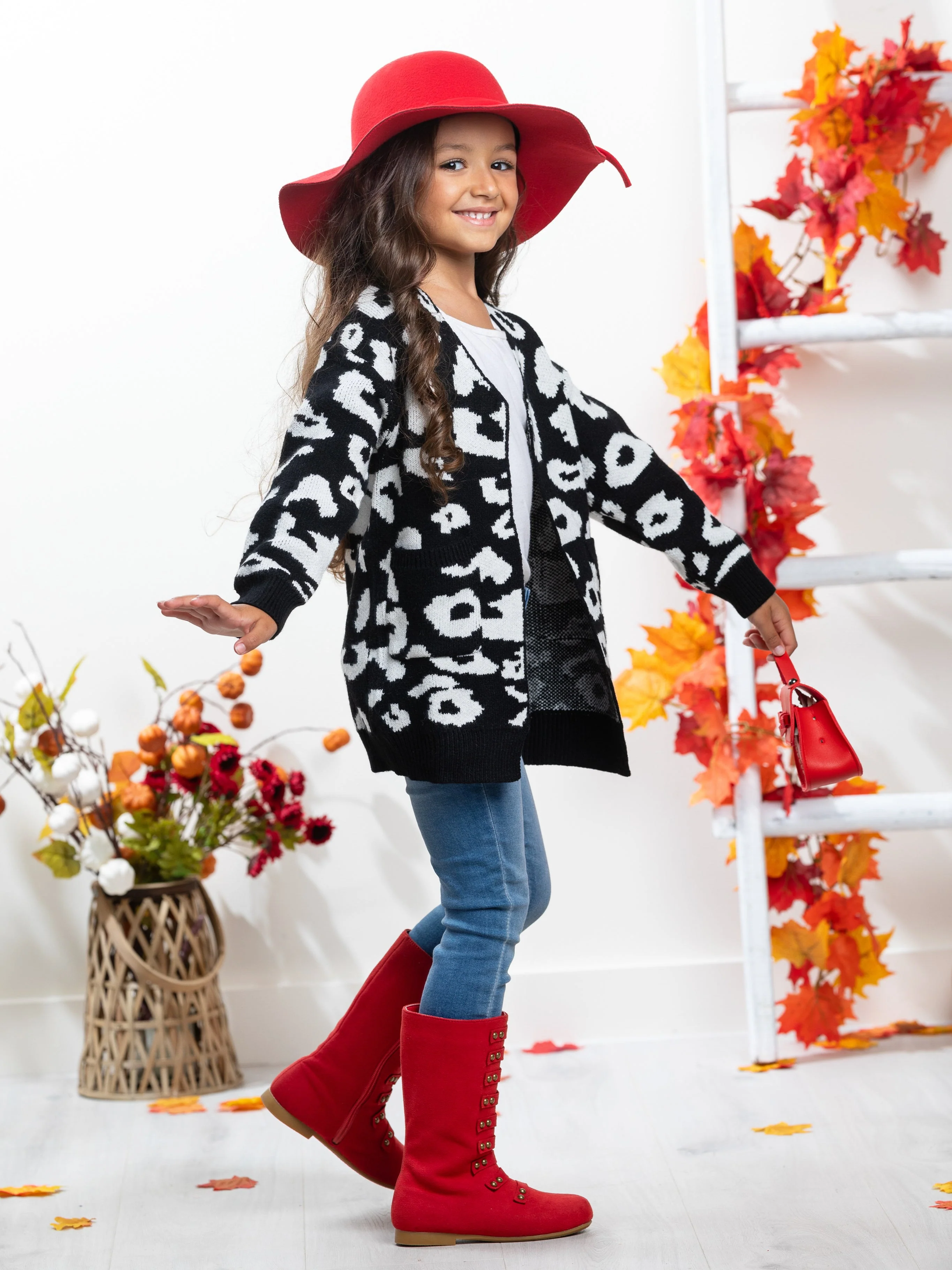 Girls Oversized Leopard Cardigan - Image 2