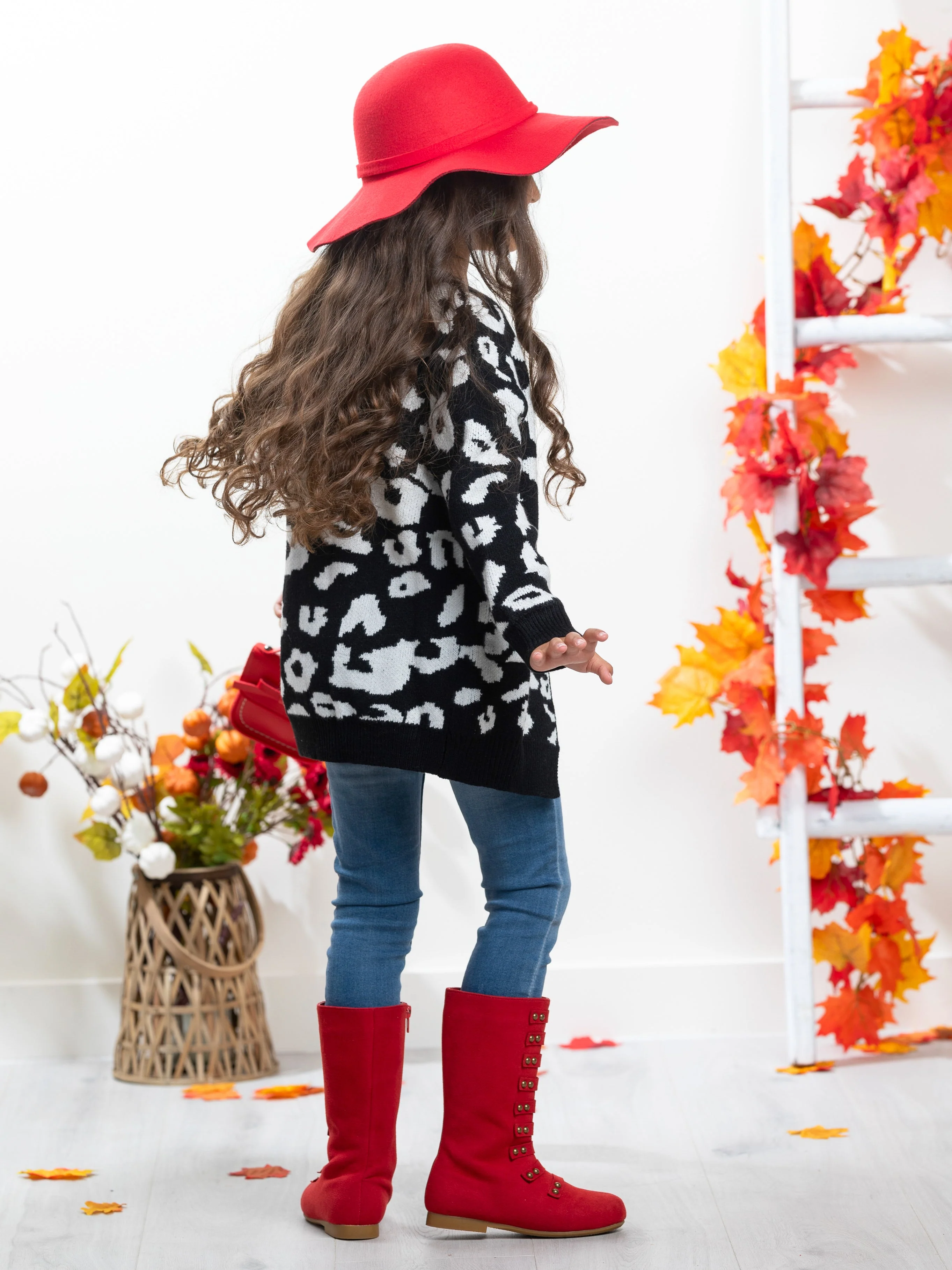 Girls Oversized Leopard Cardigan - Image 4