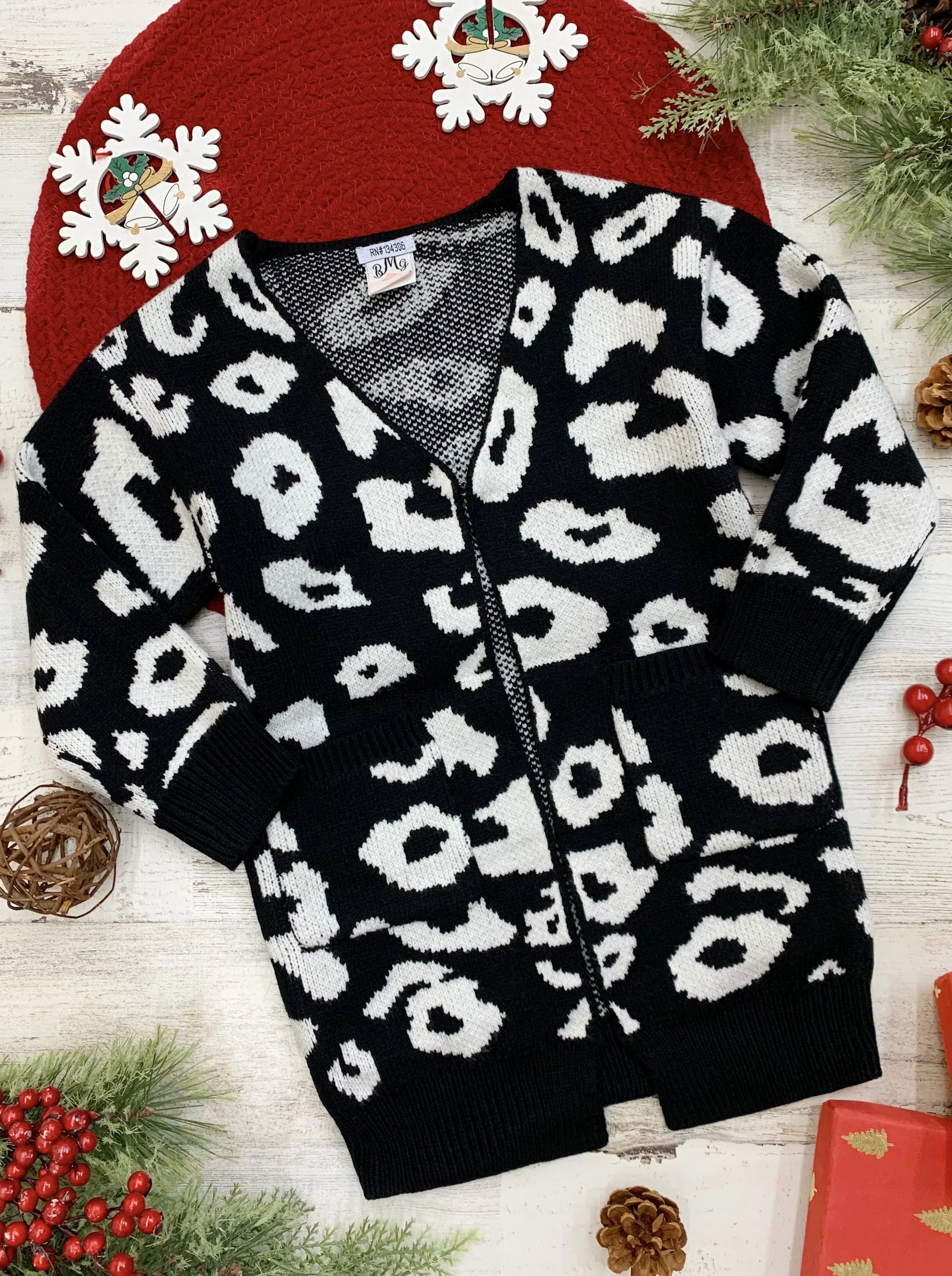 Girls Oversized Leopard Cardigan - Image 6