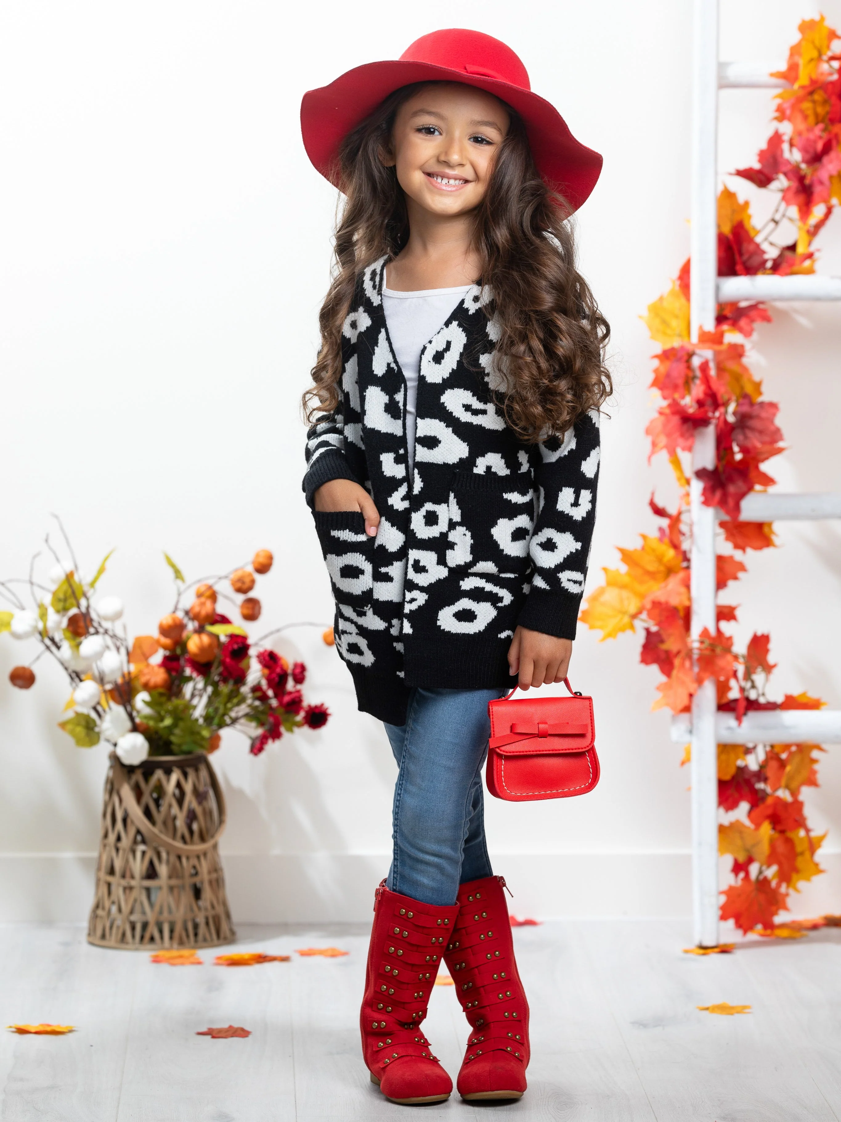 Girls Oversized Leopard Cardigan - Image 7