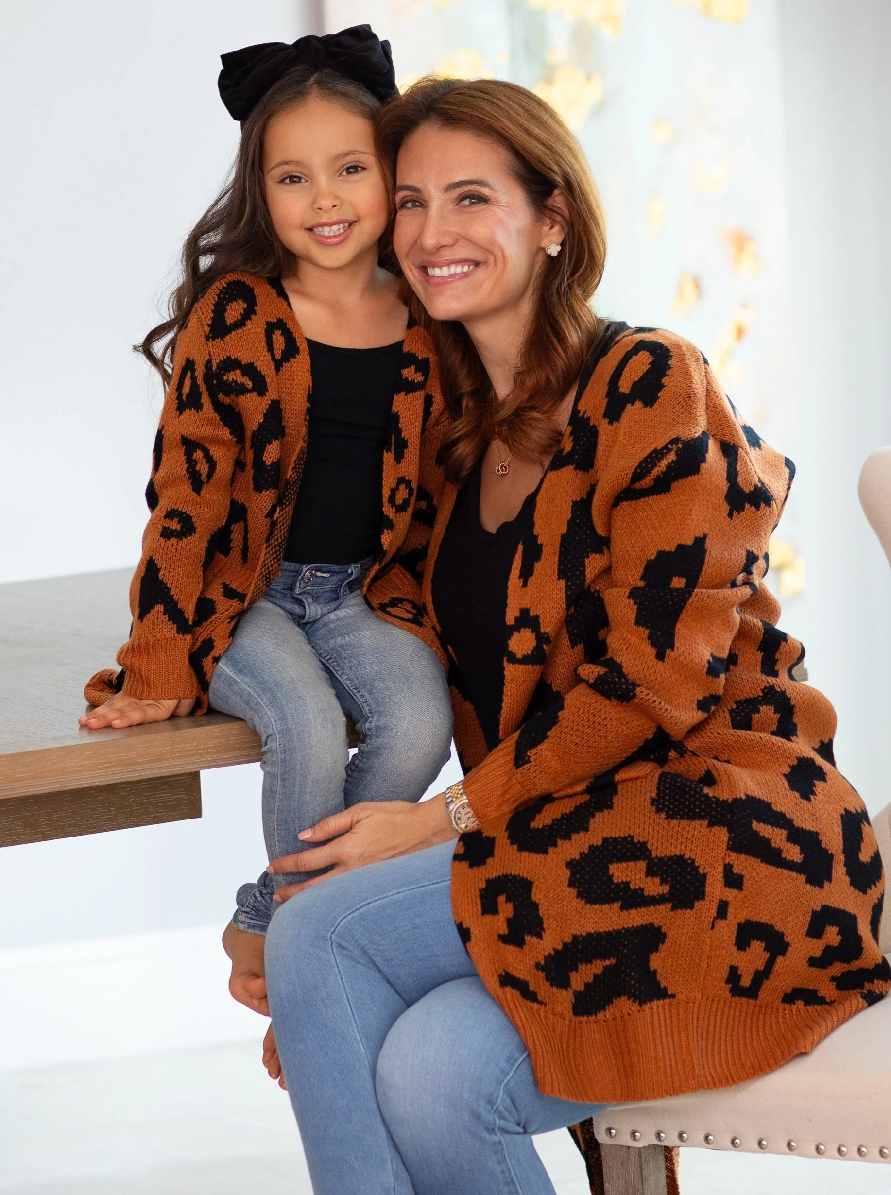 Mommy and Me Fierce Friends Oversized Leopard Cardigan - Image 3