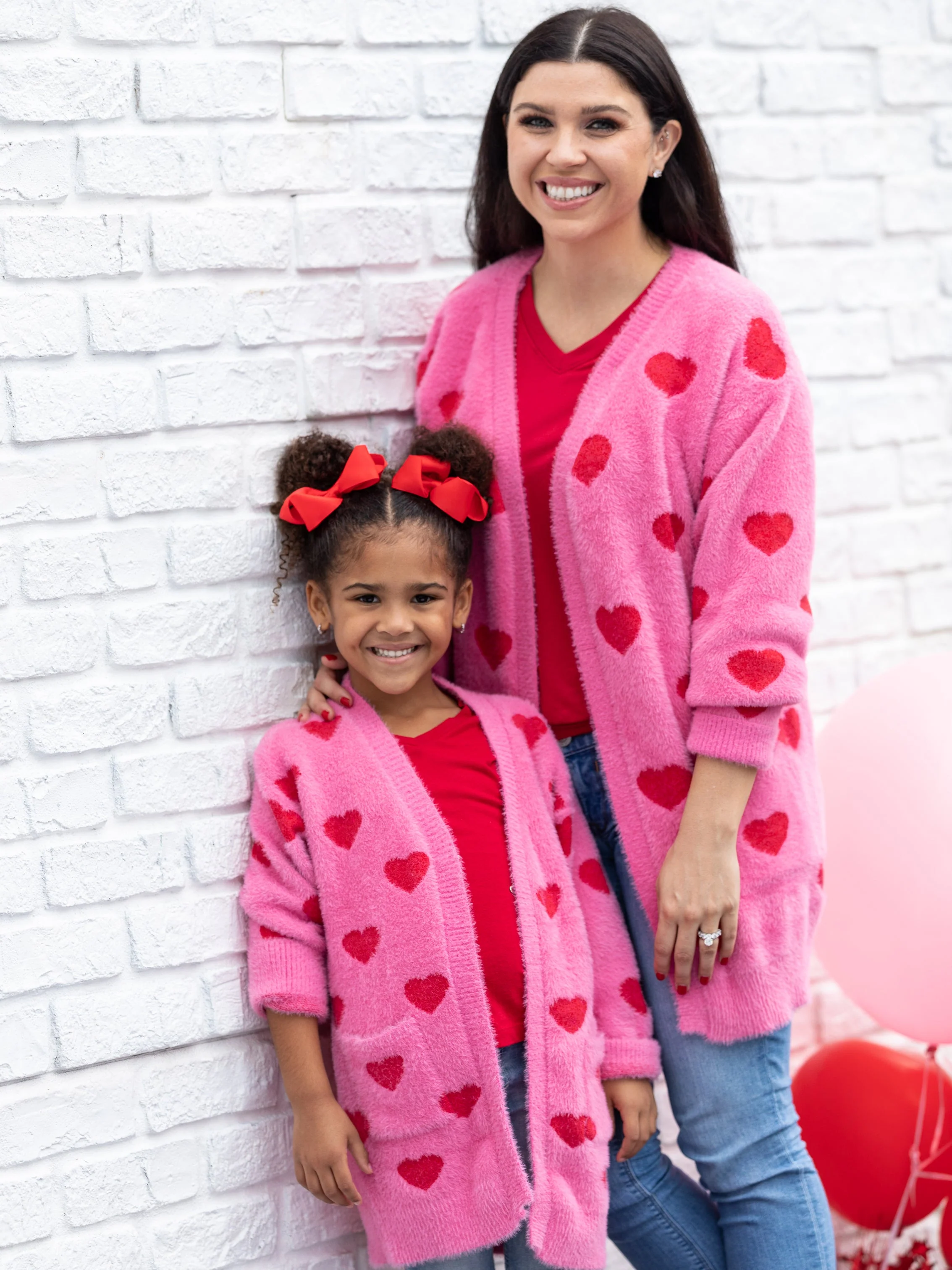 Mommy and Me I Love You Lots Oversized Heart Cardigan - Image 2