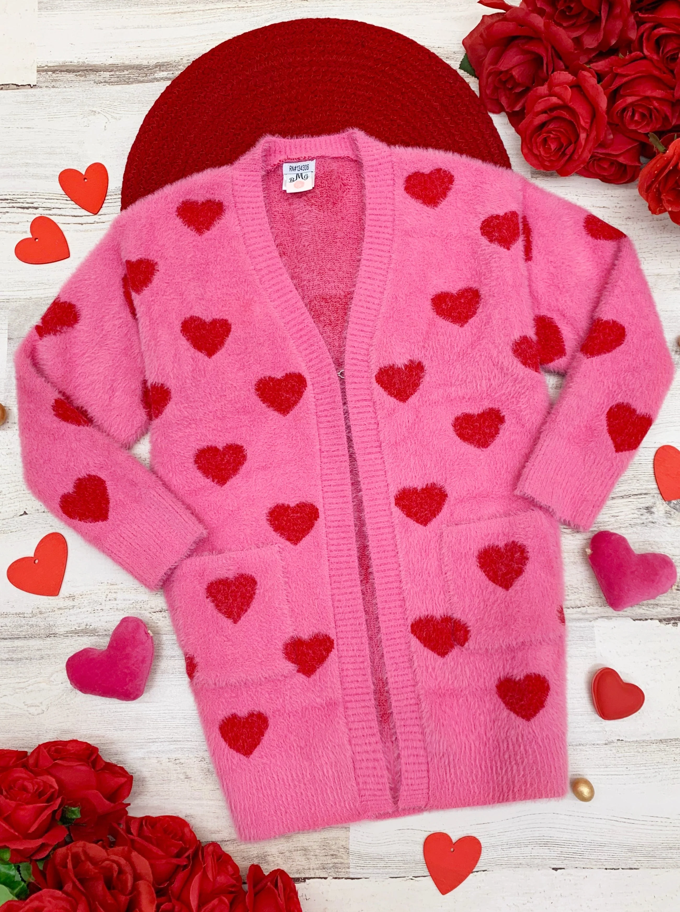 Mommy and Me I Love You Lots Oversized Heart Cardigan - Image 3