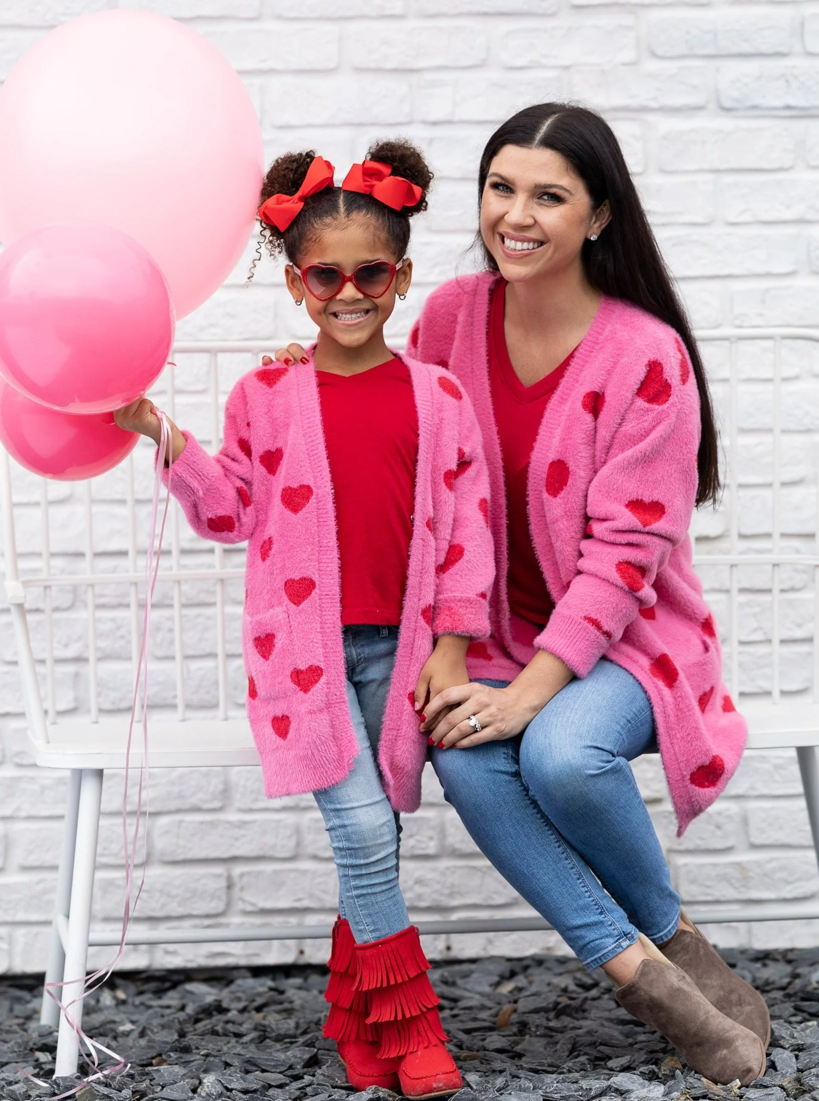 Mommy and Me I Love You Lots Oversized Heart Cardigan - Image 4