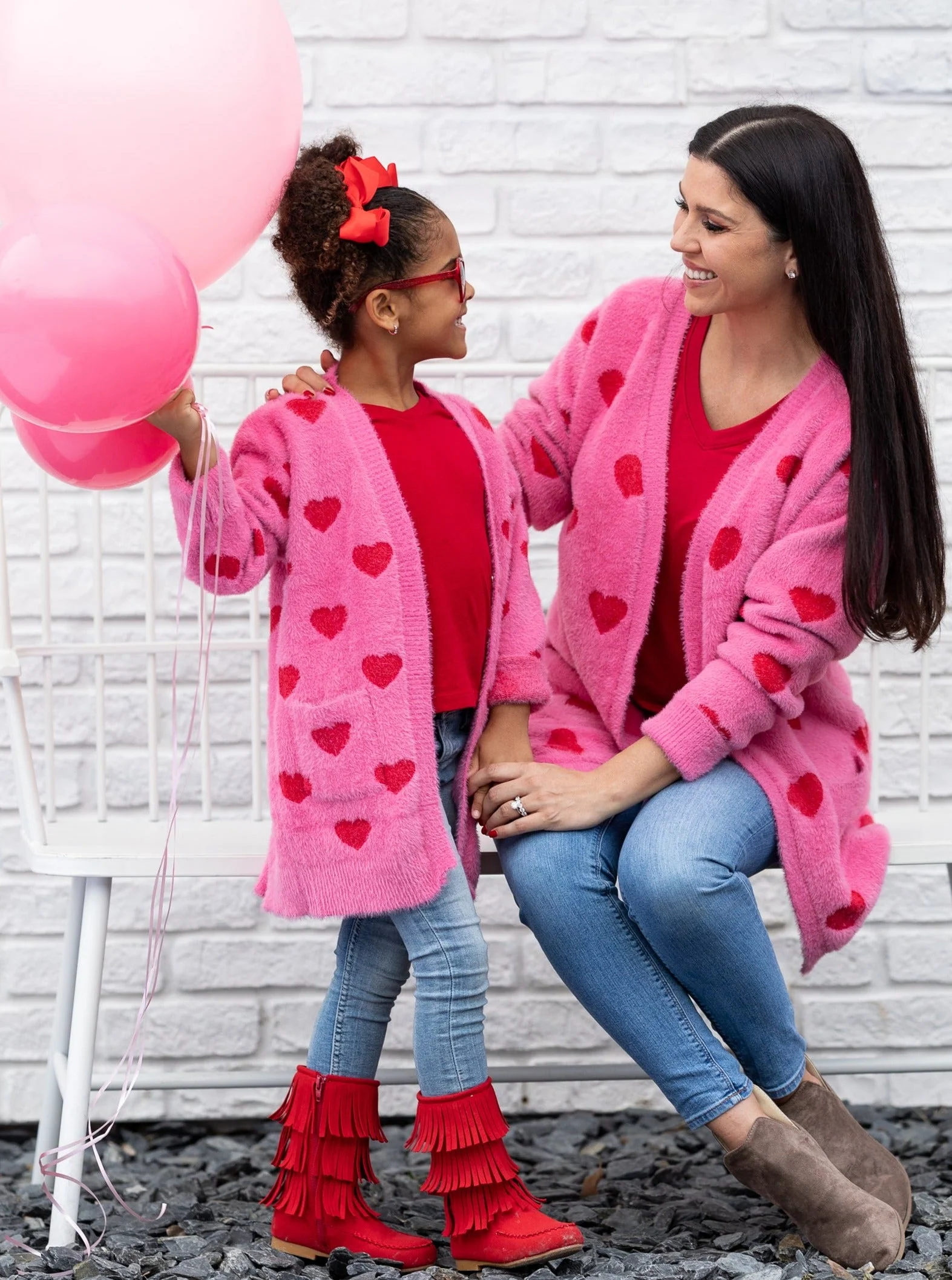 Mommy and Me I Love You Lots Oversized Heart Cardigan - Image 5