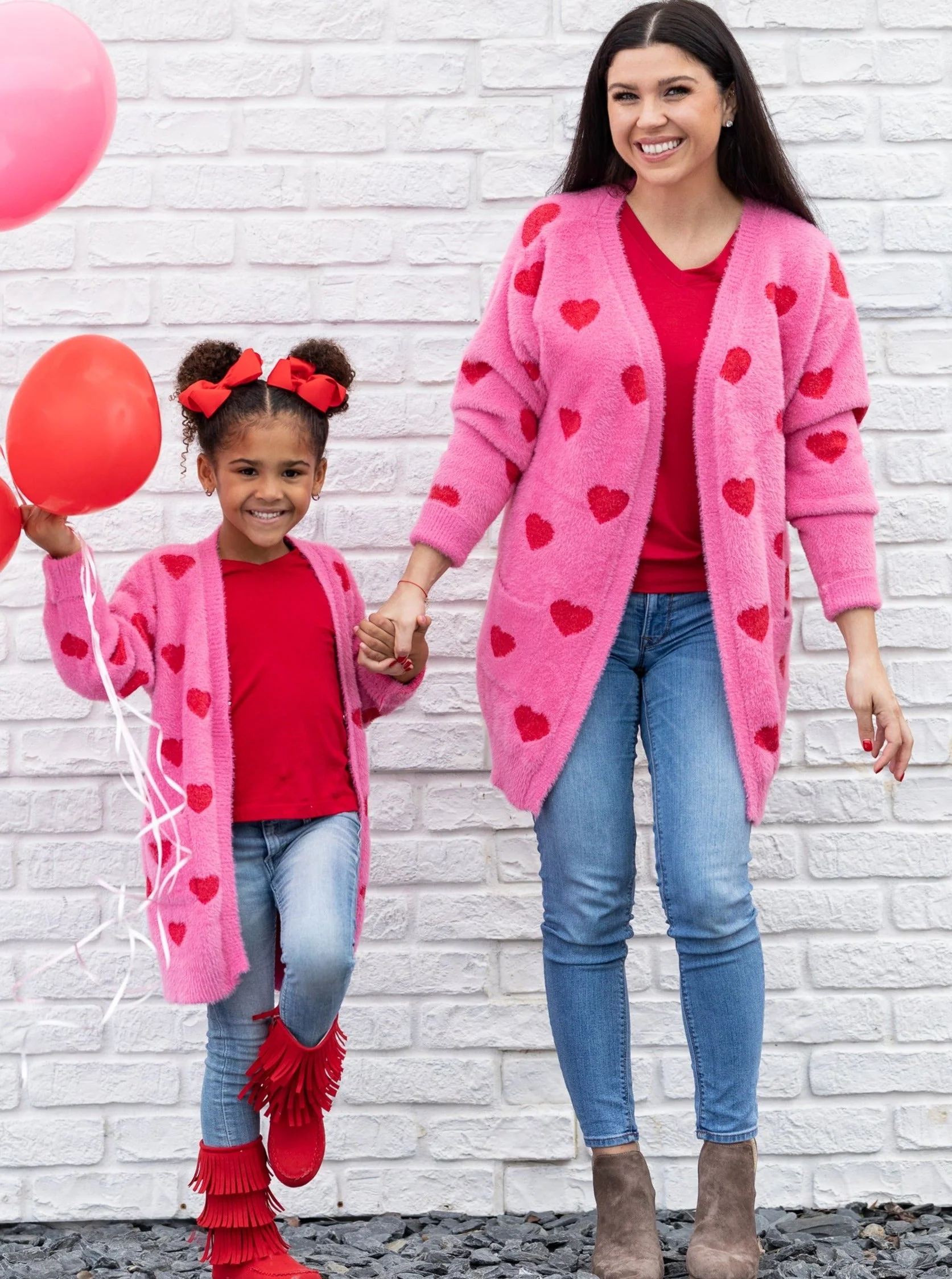 Mommy and Me I Love You Lots Oversized Heart Cardigan - Image 6