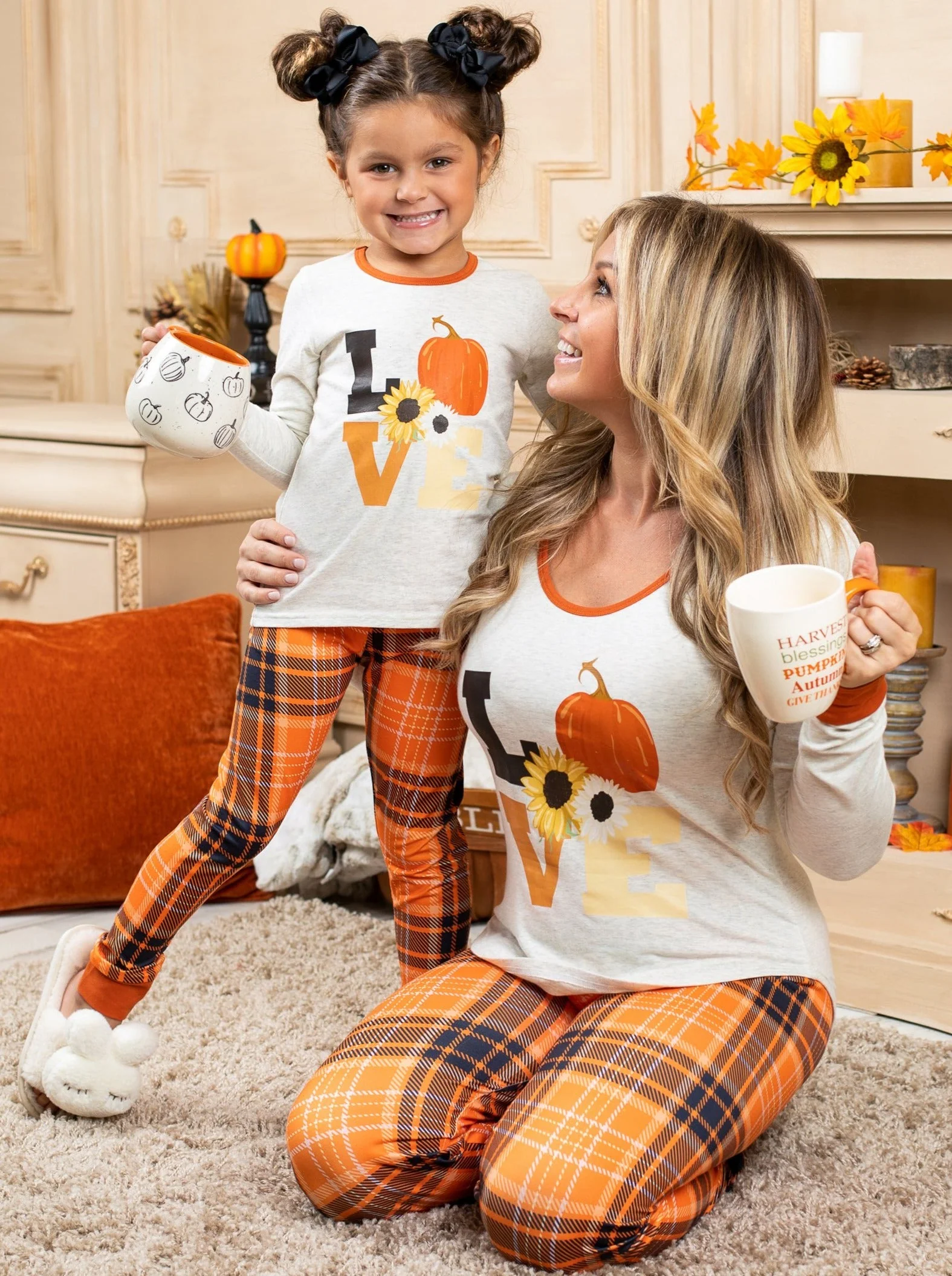 Mommy and Me Fall Love Plaid Pajama Set - Image 2