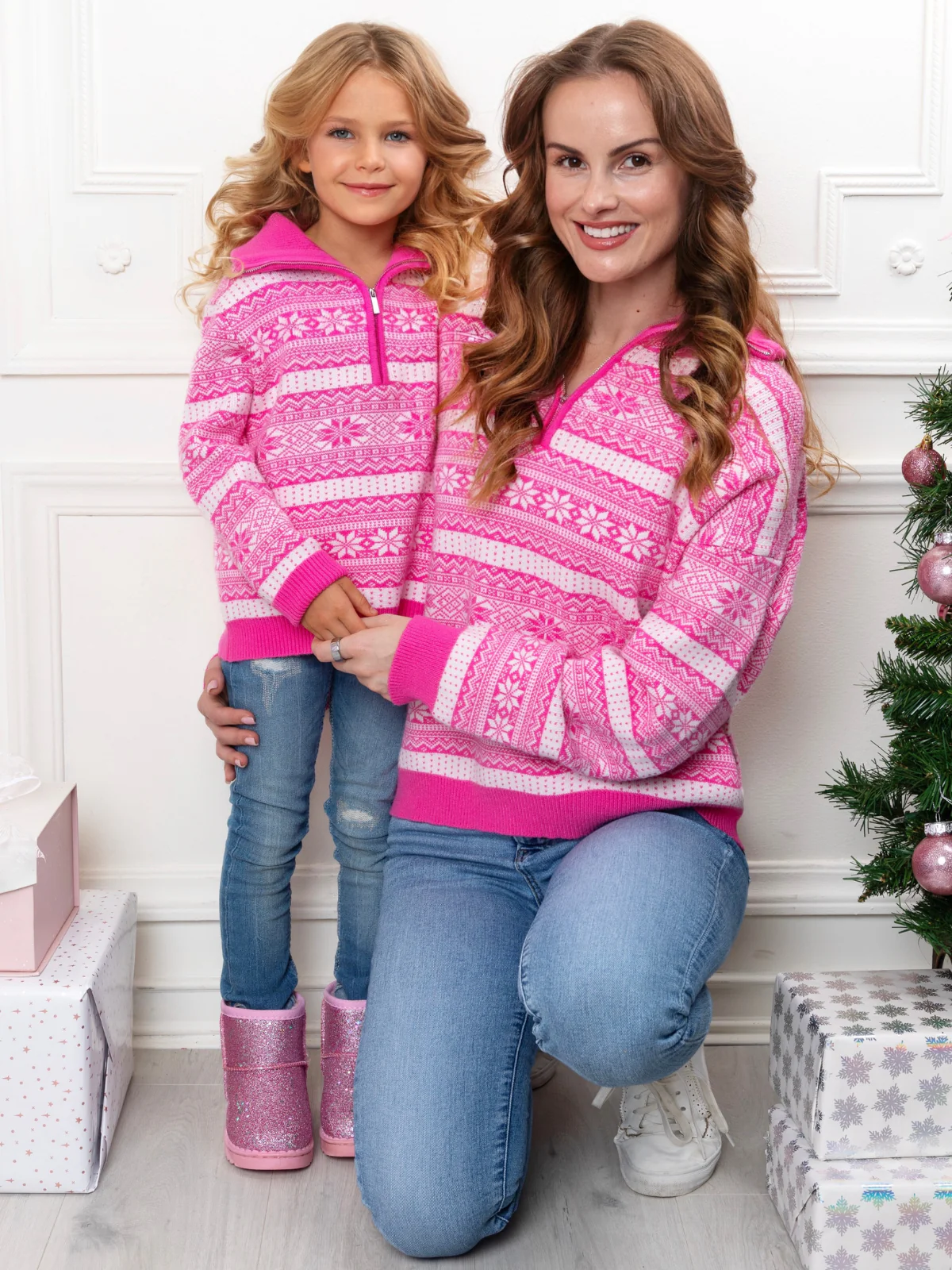 Mommy and Me Frosted Fair Isle Quarter-Zip Sweater - Image 4