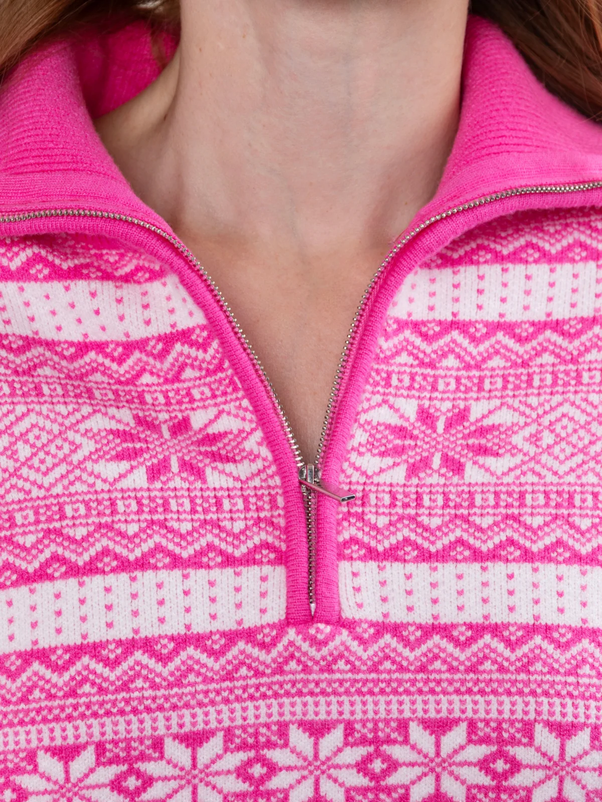 Mommy and Me Frosted Fair Isle Quarter-Zip Sweater - Image 5