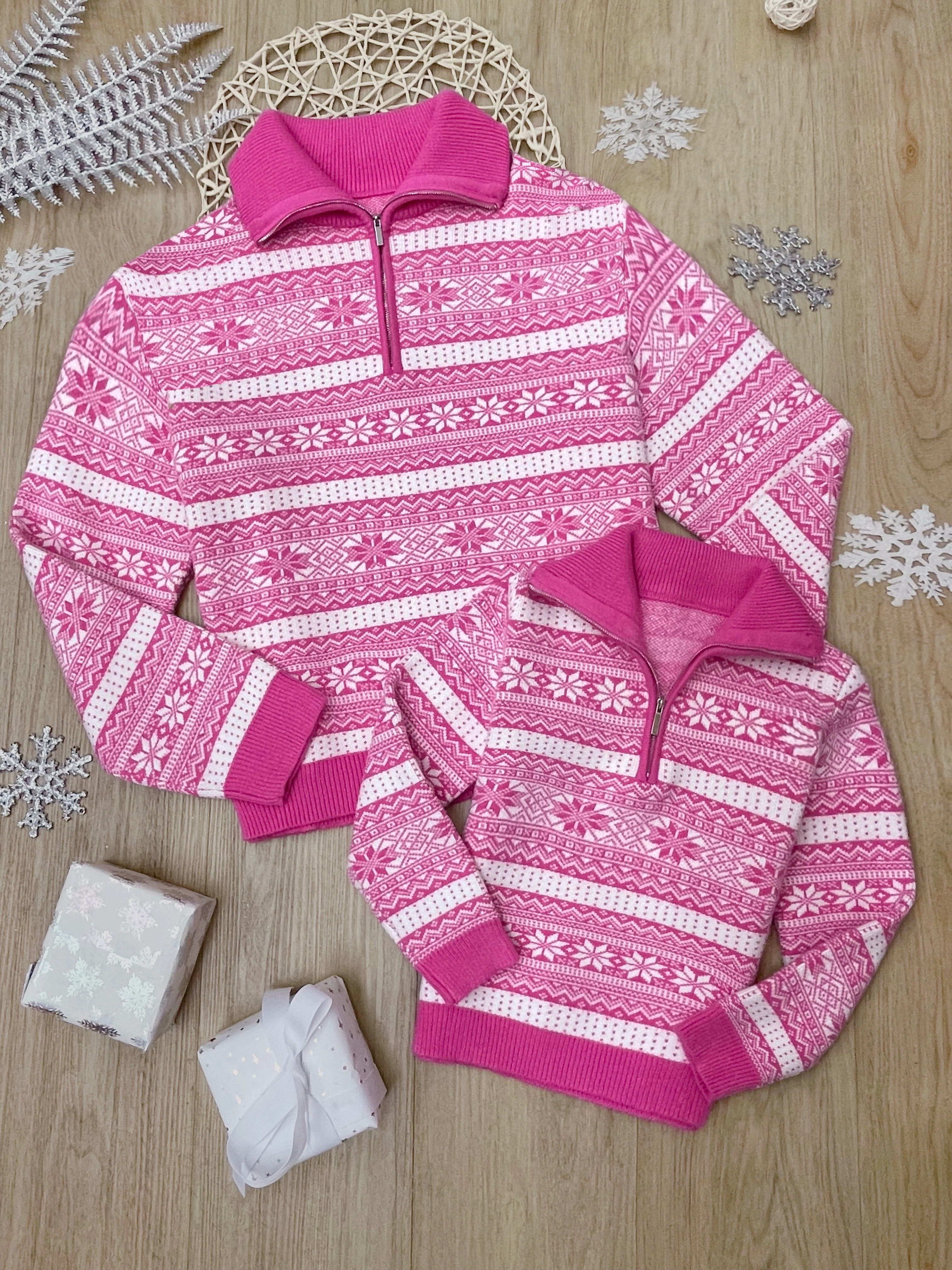Mommy and Me Frosted Fair Isle Quarter-Zip Sweater - Image 8