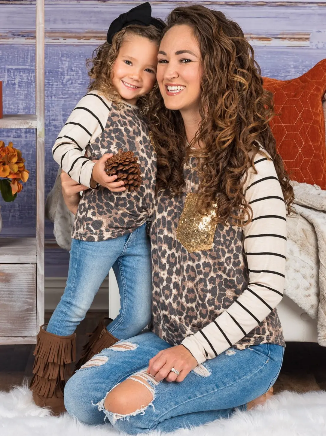 Mommy and Me Gold Pocket Leopard Top - Image 2