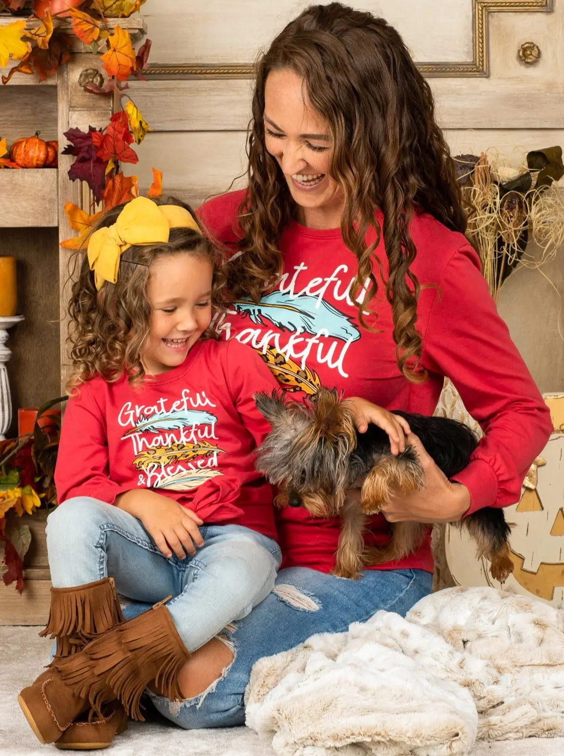 Mommy and Me Grateful, Thankful and Blessed Knot Hem Top - Image 3
